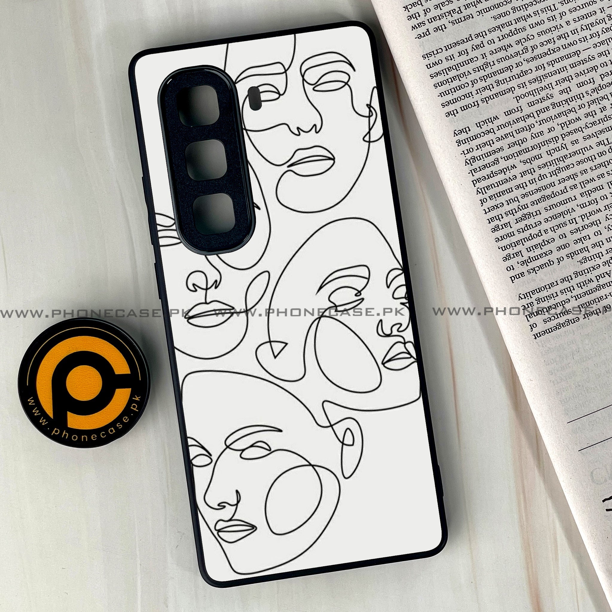 Infinix Hot 60 Pro Plus - Girls Line Art Series - Premium Metal Printed soft Bumper shock Proof Case