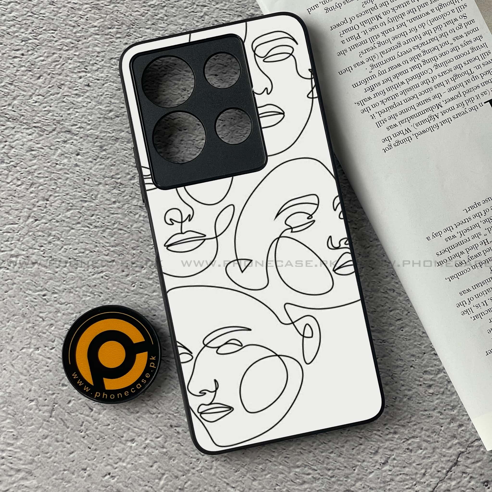 Infinix Note 30 - Girls Line Art Series - Premium Printed Glass soft Bumper shock Proof Case
