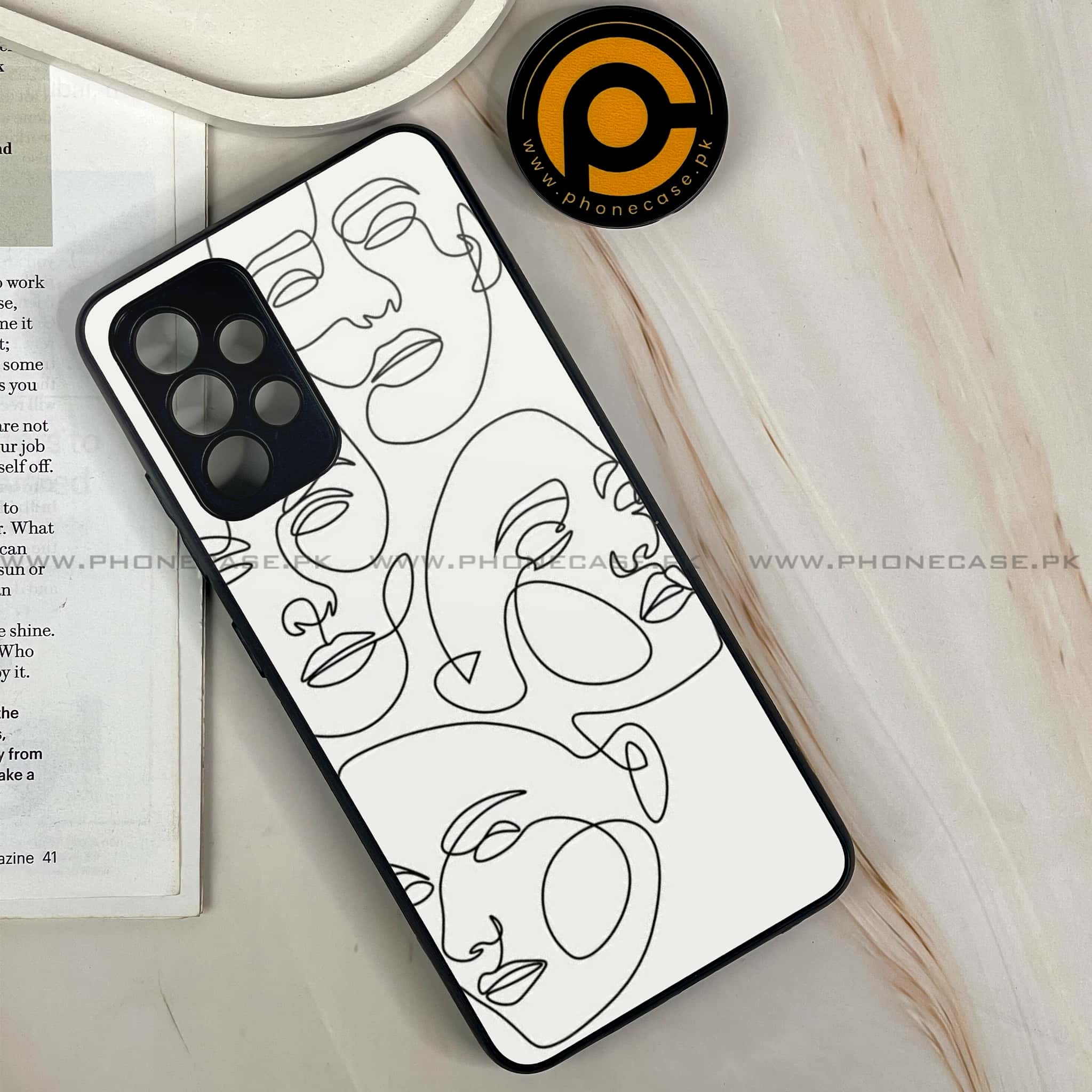 Samsung Galaxy A32 4G- Girls Line Art Series - Premium Printed Glass soft Bumper shock Proof Case