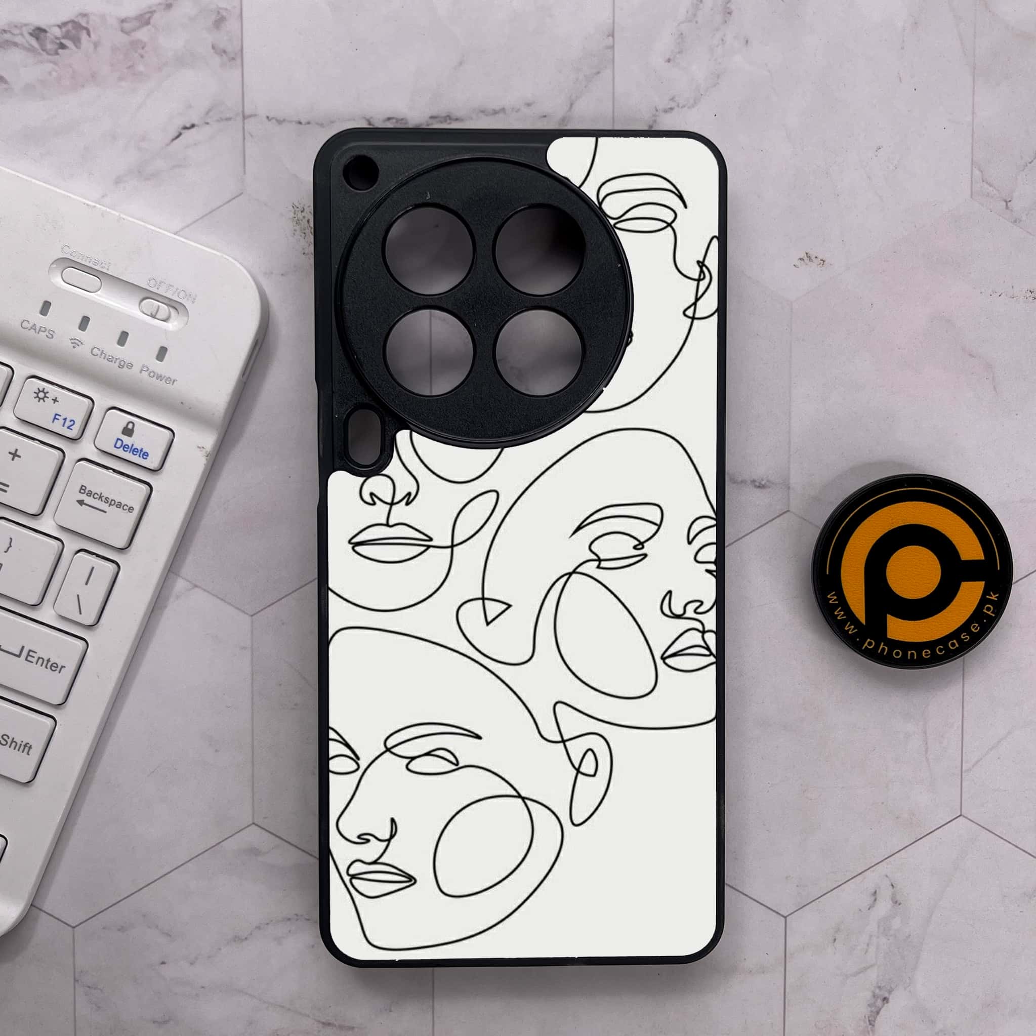 Tecno Camon 30 Premier - Girls Line Art Series - Premium Metal Printed soft Bumper shock Proof Case