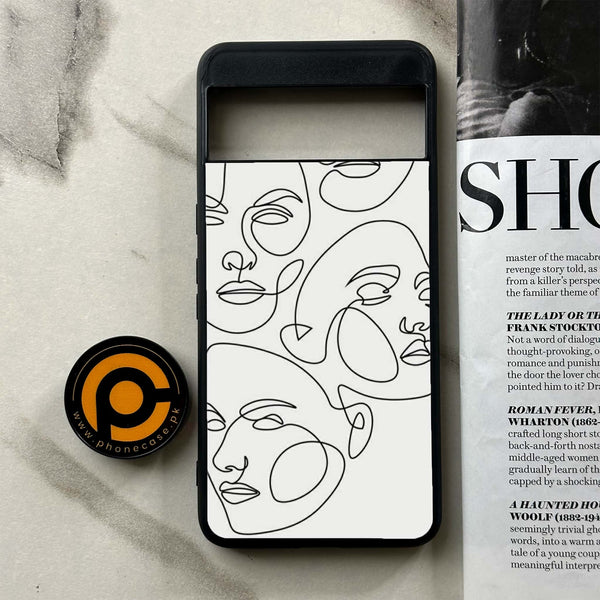 Google Pixel 8 Pro - Girls Line Art Design 3- Premium Metal Printed soft Bumper Shock Proof Case CS-45091