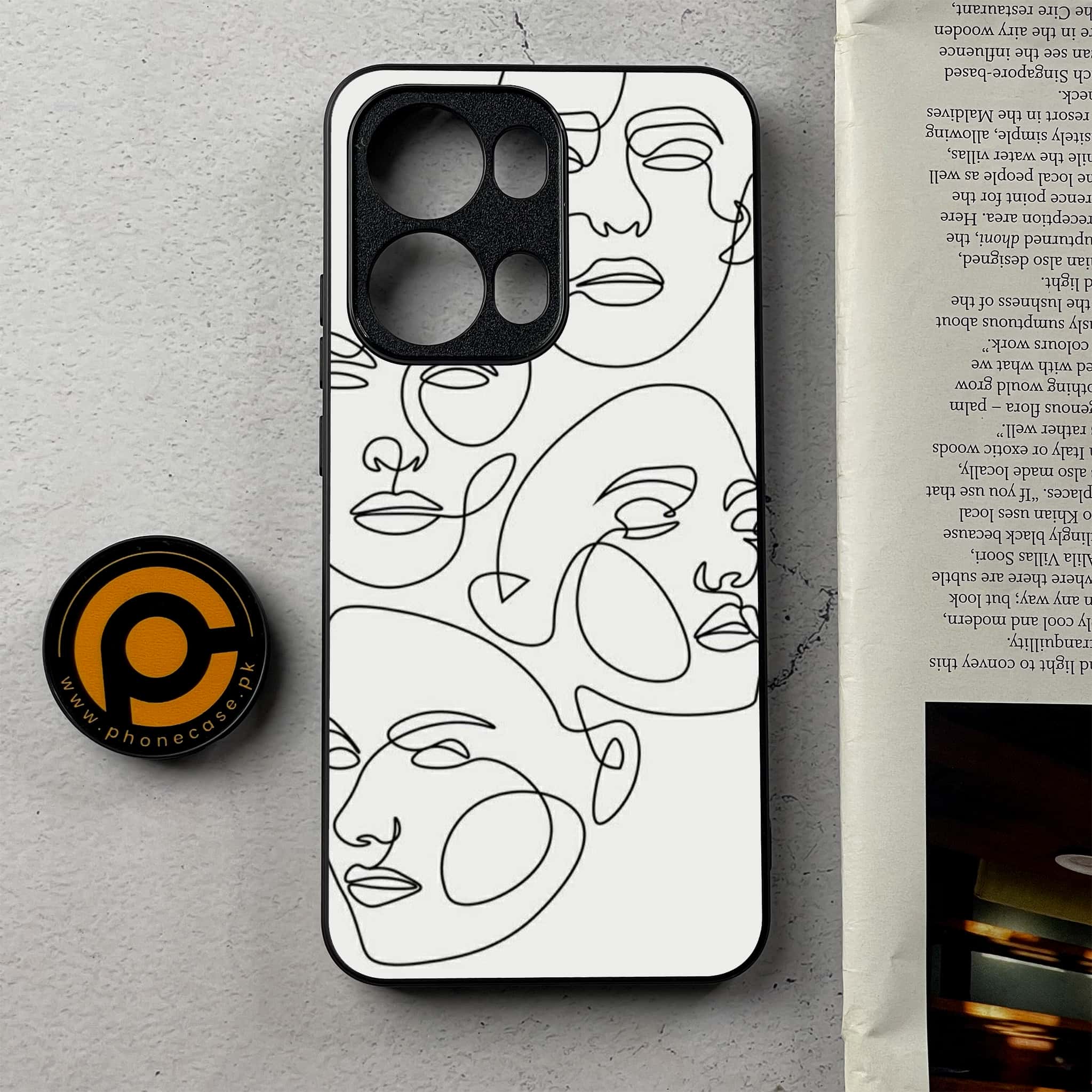 Oppo Reno 13 Pro -  Girls Line Art Series - Premium Metal Printed Soft Bumper Shockproof Case