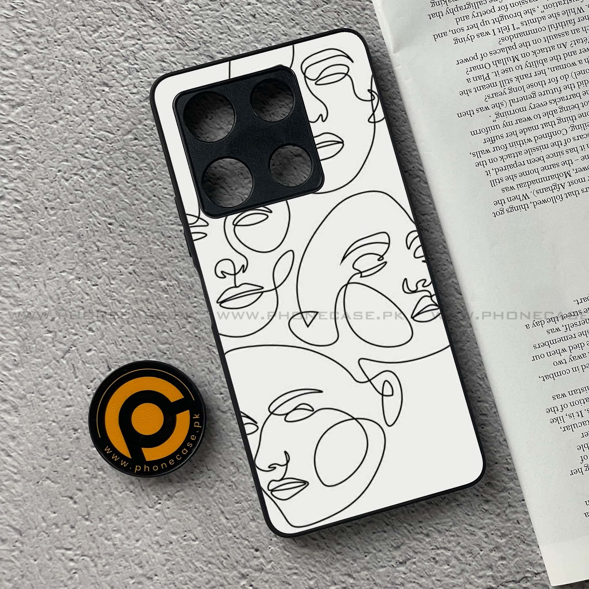 Infinix Note 30 Pro - Girls Line Art Series - Premium Metal Printed soft Bumper shock Proof Case