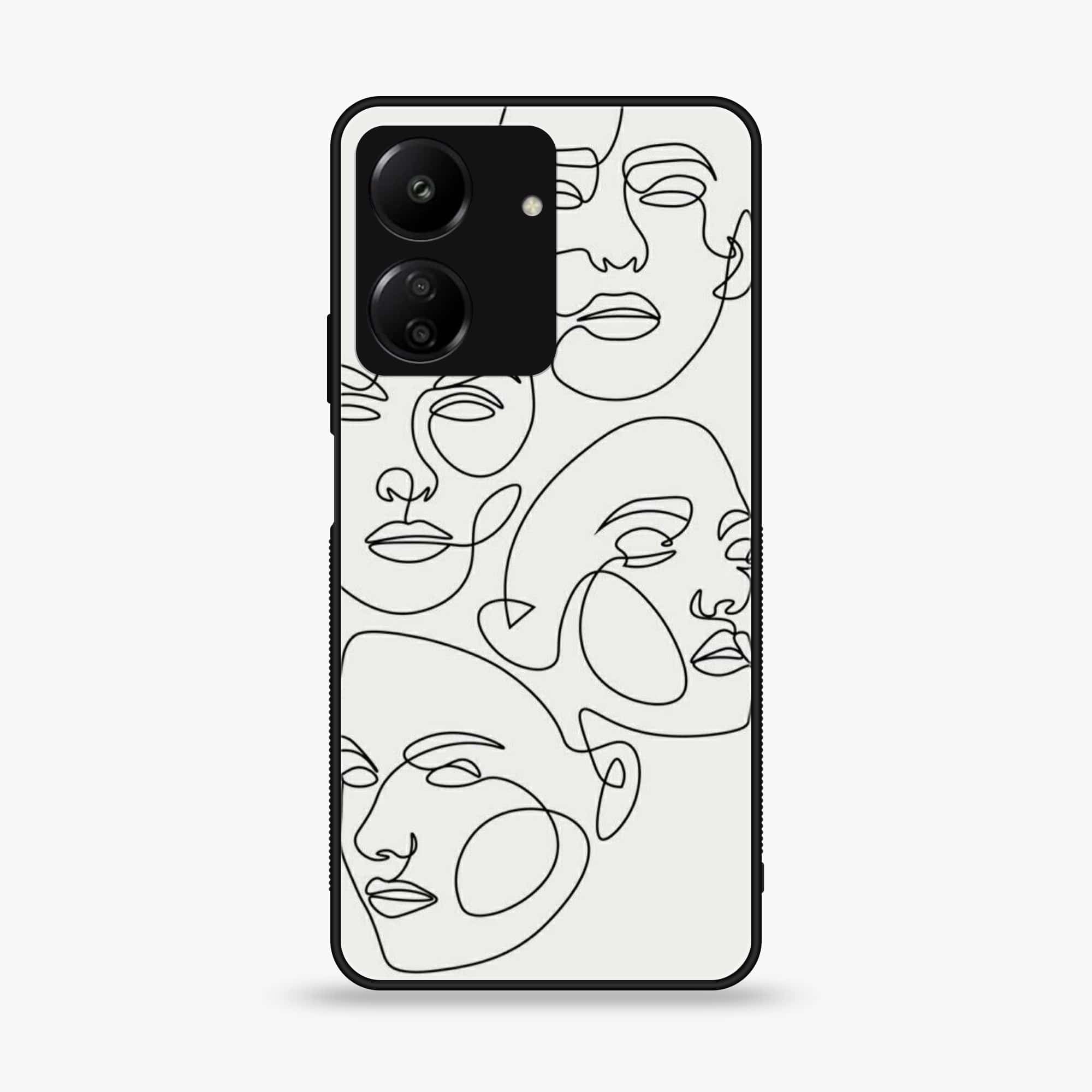 Xiaomi Poco C65 - Girls Line Art Series - Premium Printed Glass soft Bumper shock Proof Case