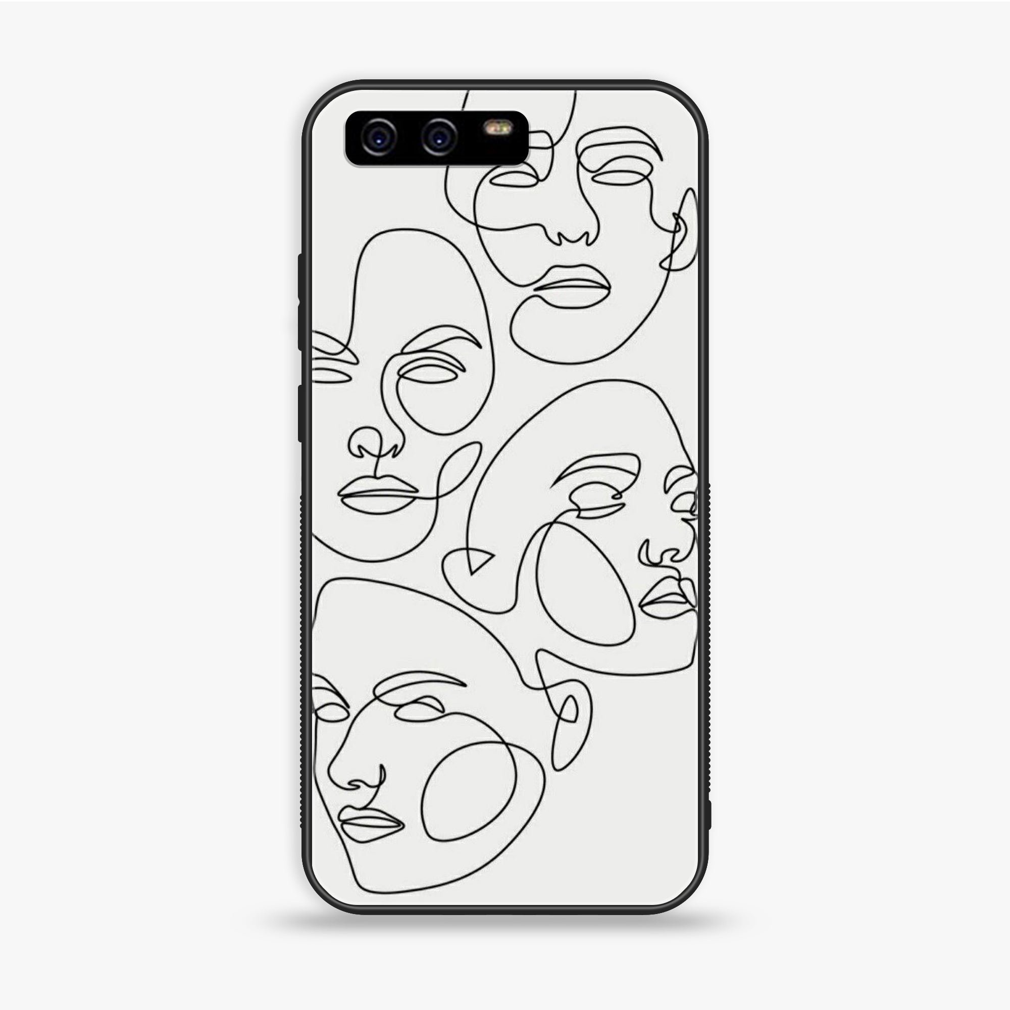 Huawei P10 Plus - Girls Line Art Series - Premium Printed Glass soft Bumper shock Proof Case