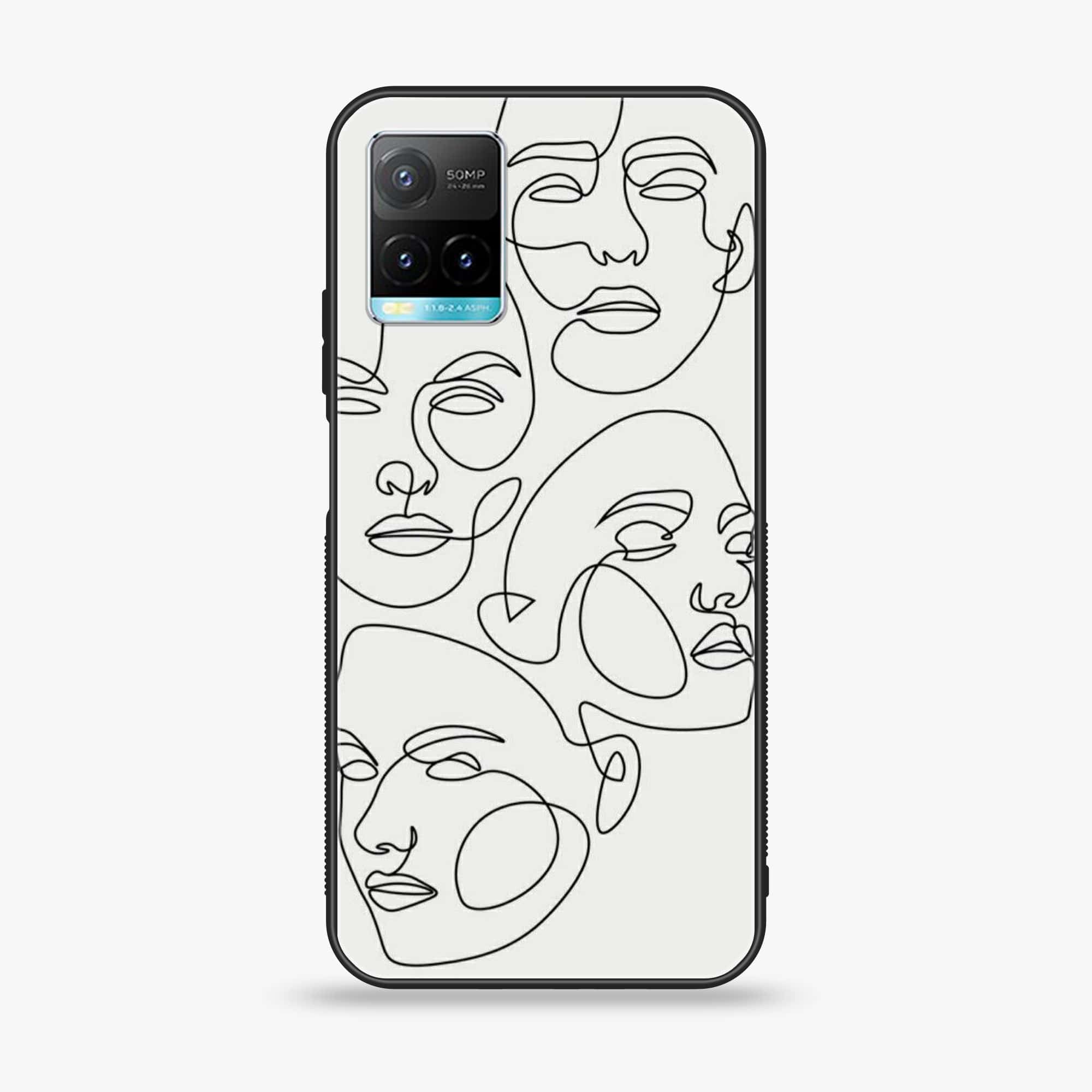 Vivo Y33T - Girl line Art Series - Premium Printed Glass soft Bumper shock Proof Case