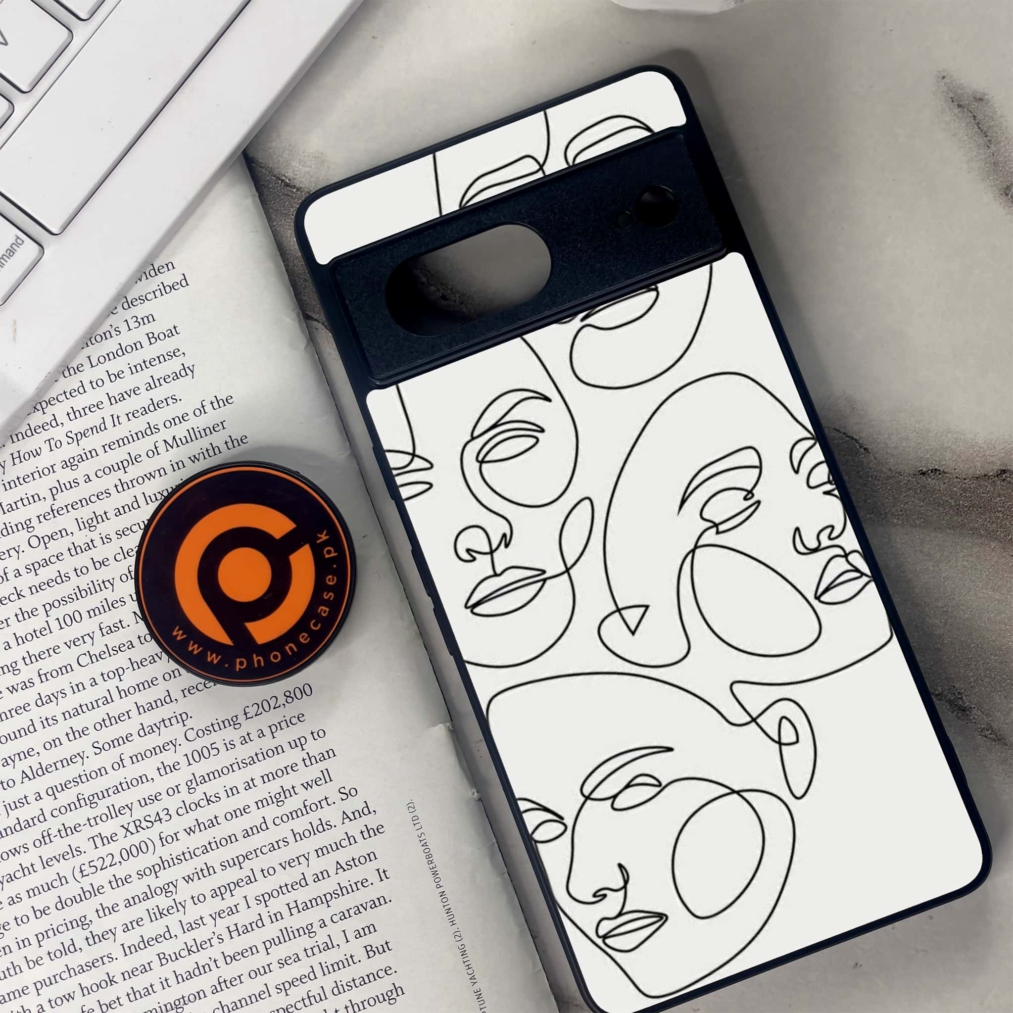 Google Pixel 7 - Girls Line Art Series - Premium Metal Printed soft Bumper Shock Proof Case