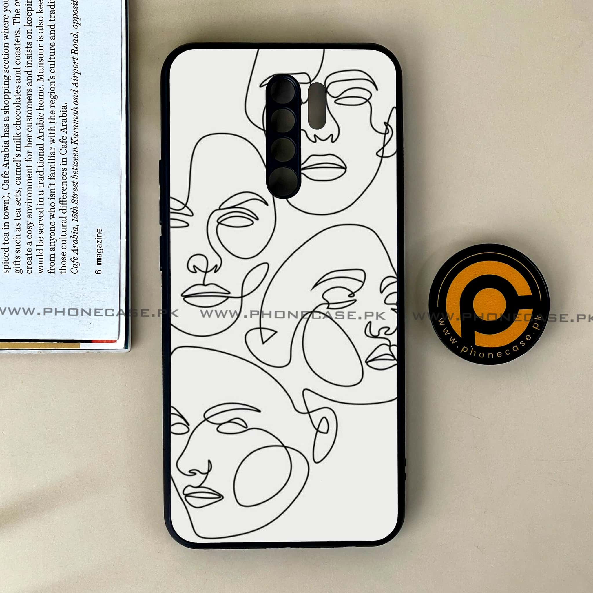 Xiaomi Redmi 9 - Girls Line Art Series - Premium Printed Glass soft Bumper shock Proof Case