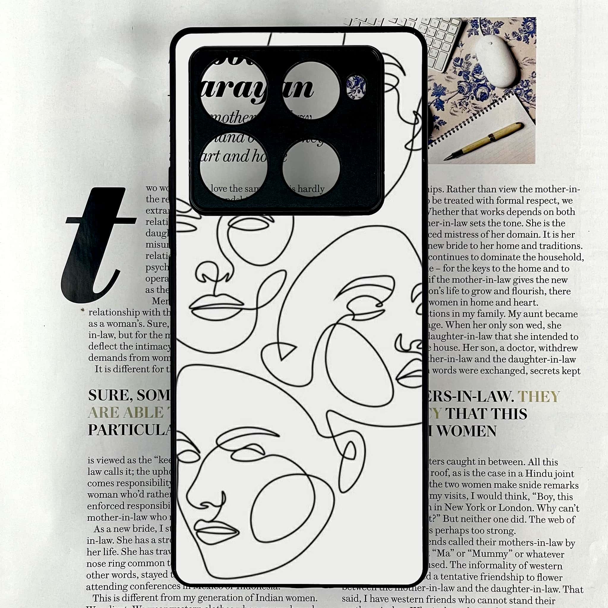Infinix Note 40 Pro Plus - Girls Line Art Series - Premium Metal Printed soft Bumper shock Proof Case