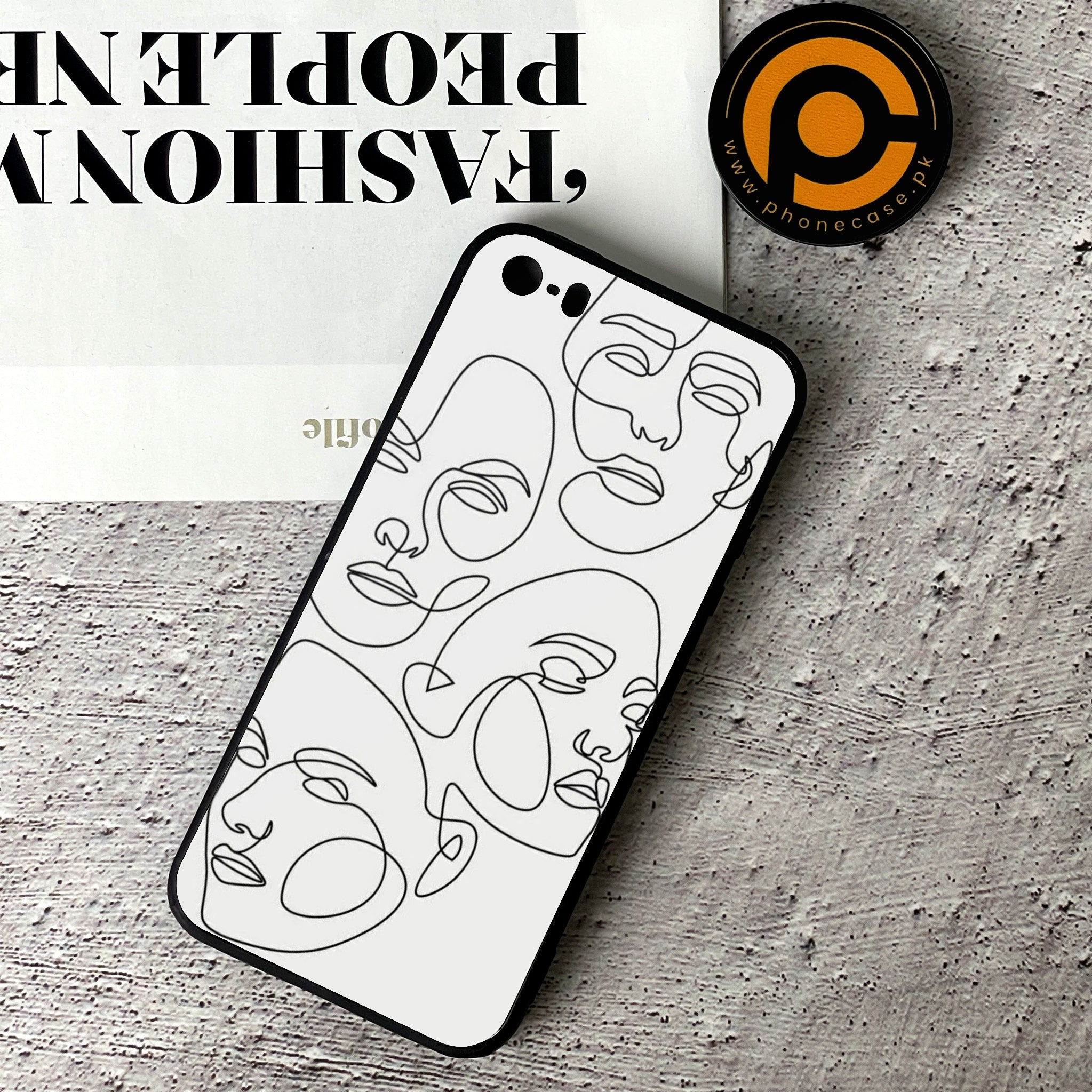 iPhone 5/5c/5s - Girls Line Art Series - Premium Printed Glass soft Bumper shock Proof Case