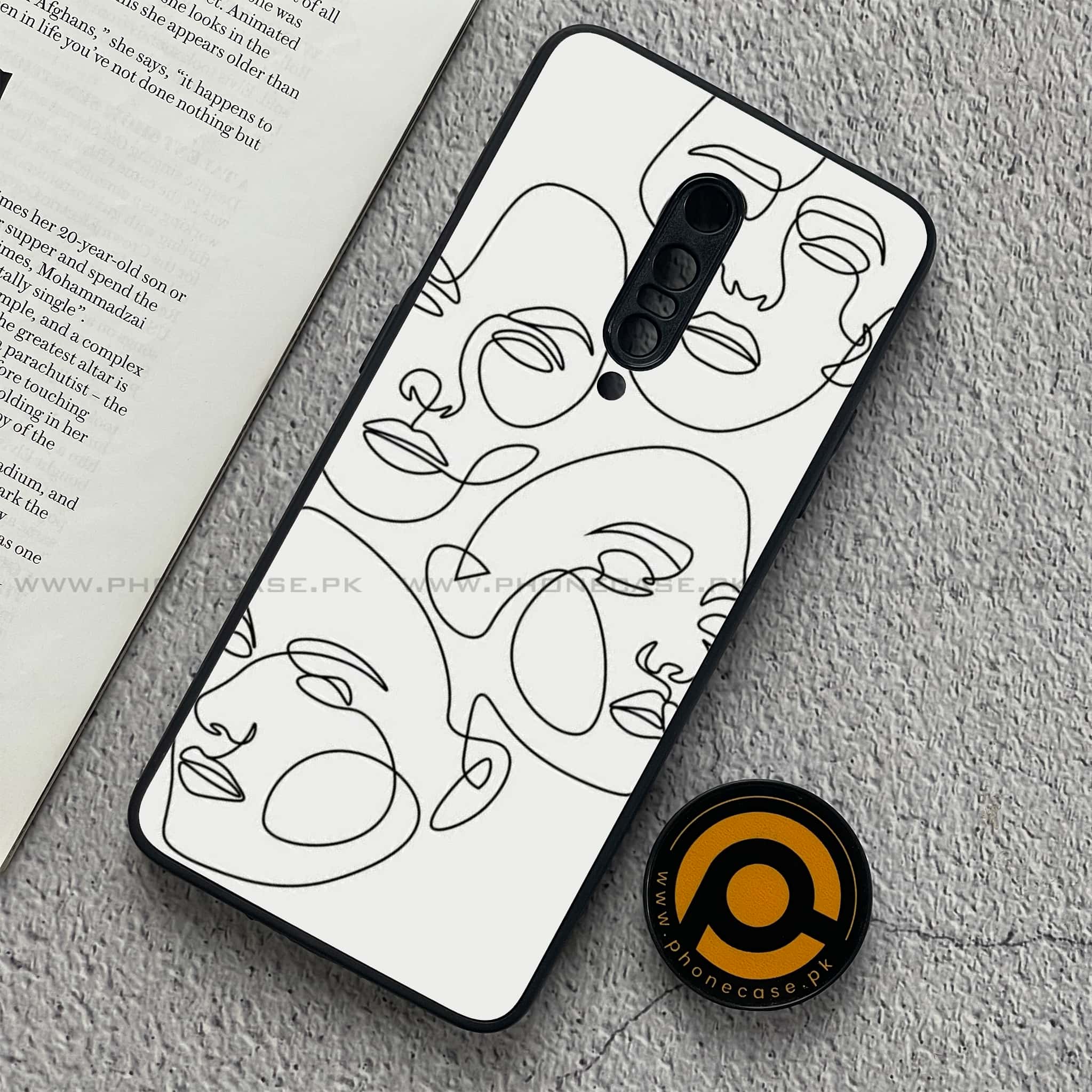 OnePlus 7 Pro - Girls Line Art Series - Premium Printed Glass soft Bumper shock Proof Case