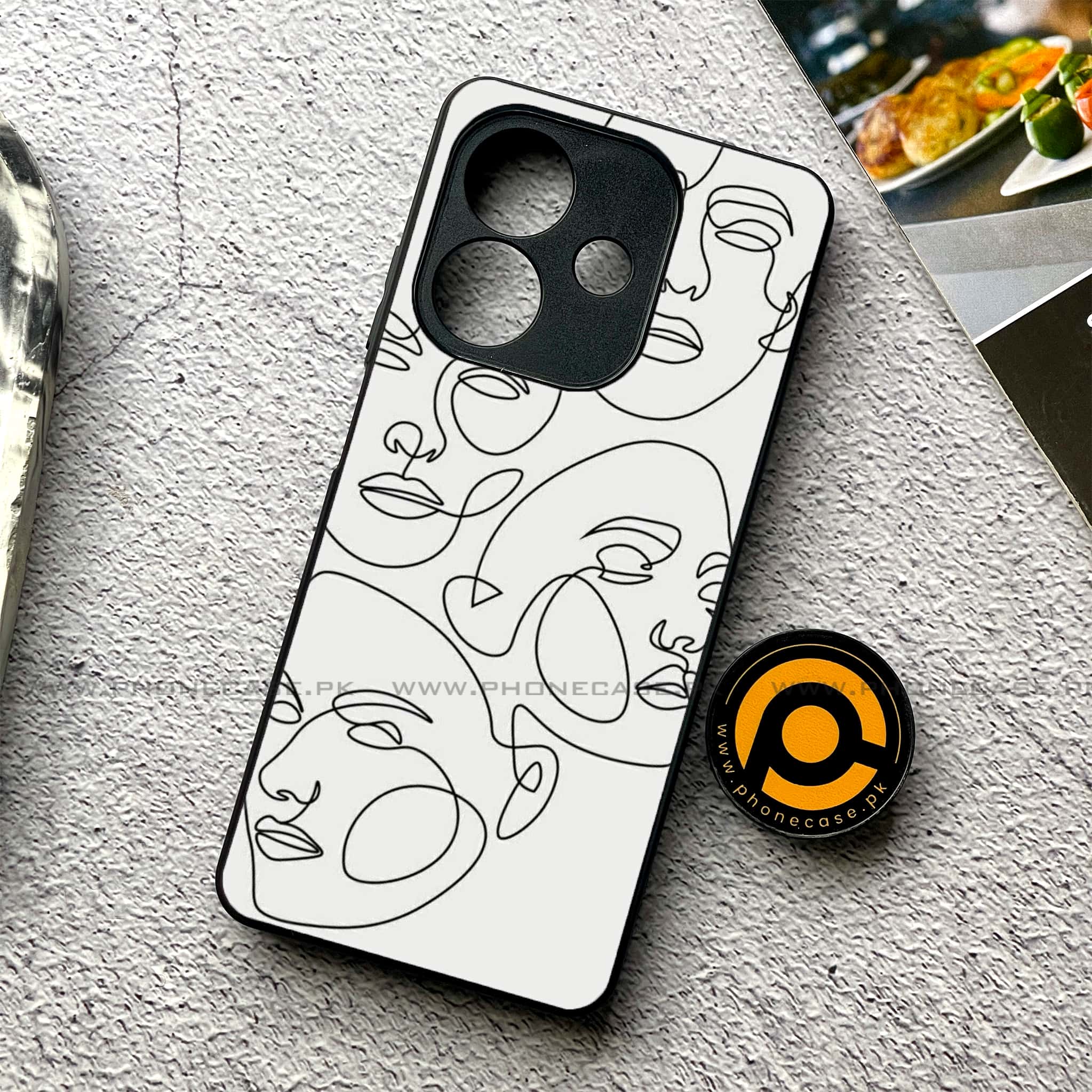 Oppo A5i - Girls Line Art Series - Premium Metal Printed soft Bumper shock Proof Case