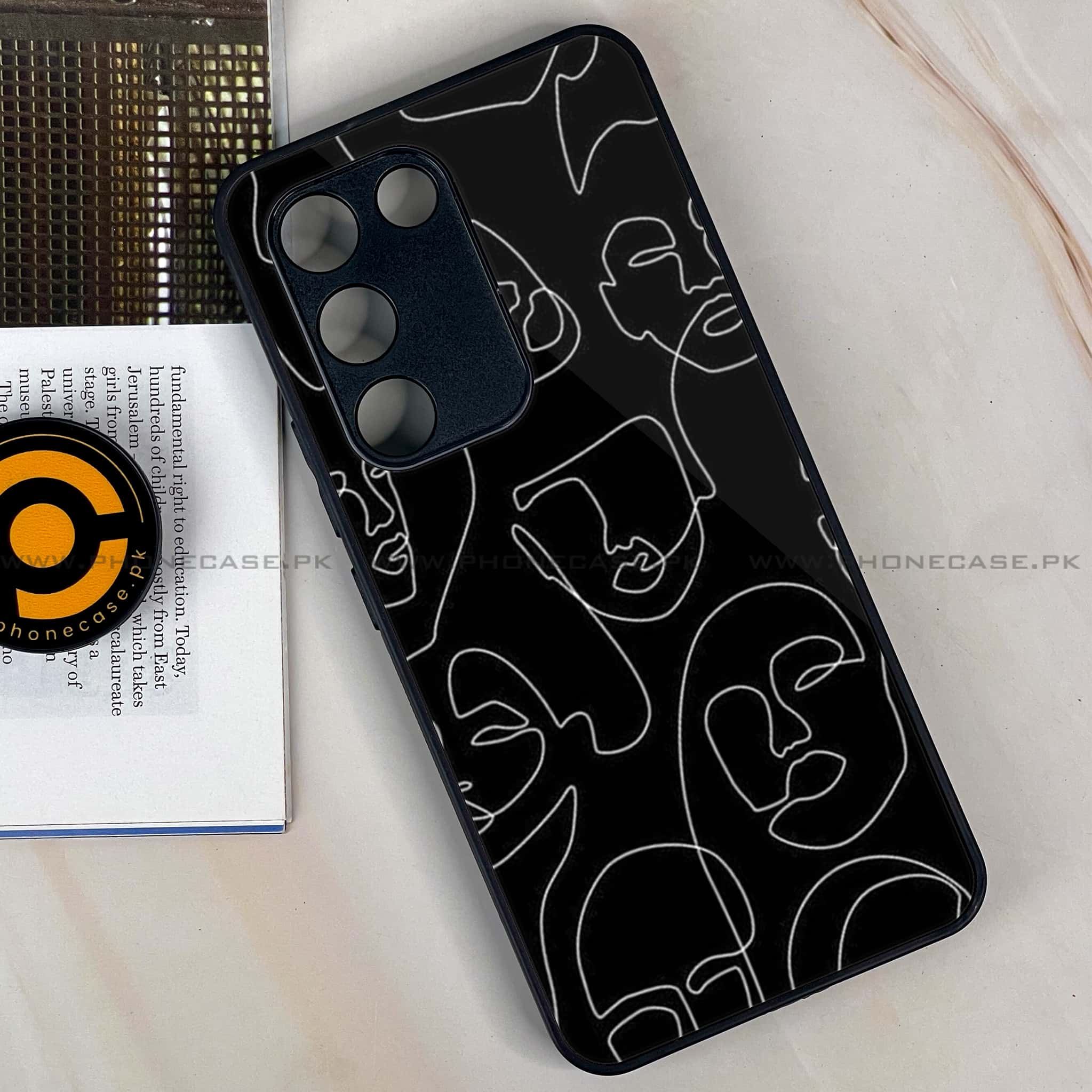 Vivo Y200e - Girls Line Art Series - Premium Metal Printed soft Bumper shock Proof Case