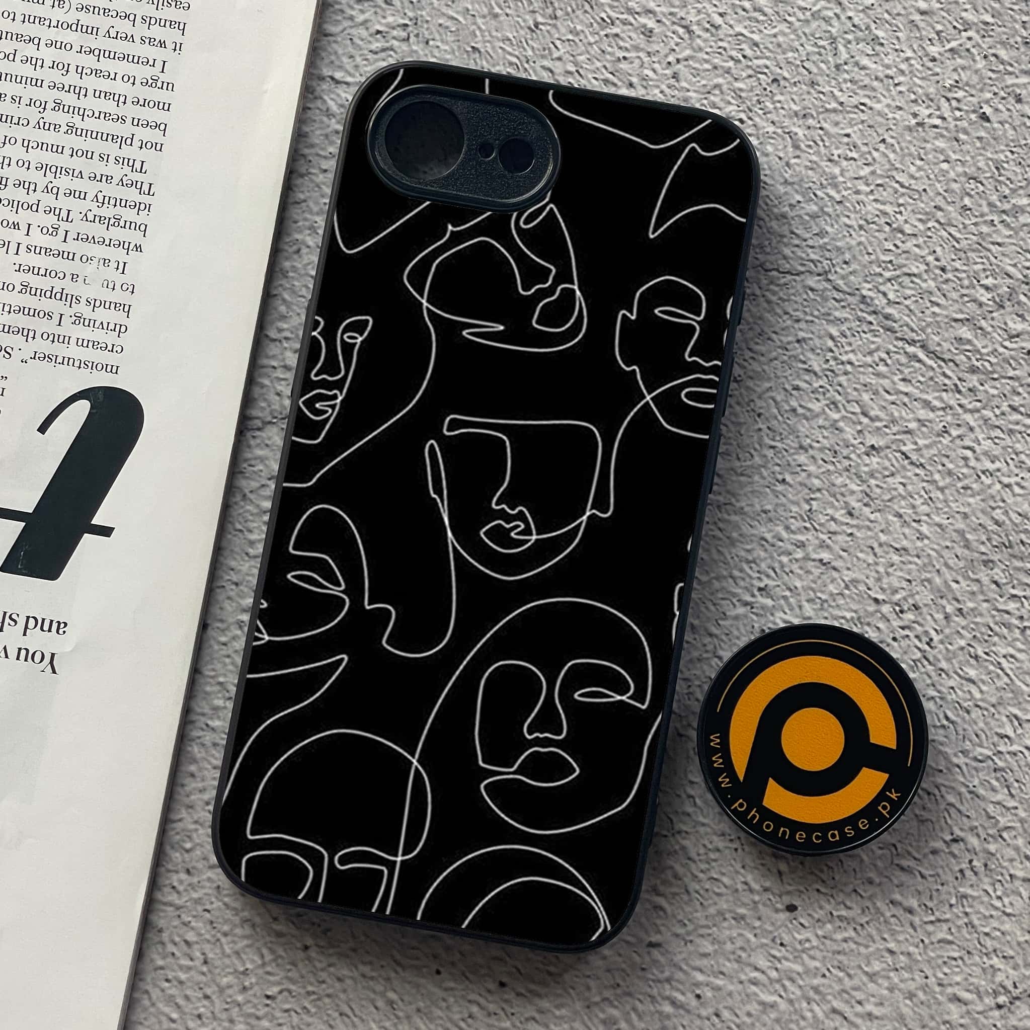 iPhone 16e - Girls Line Art Series - Premium Metal  Printed soft Bumper shock Proof Case