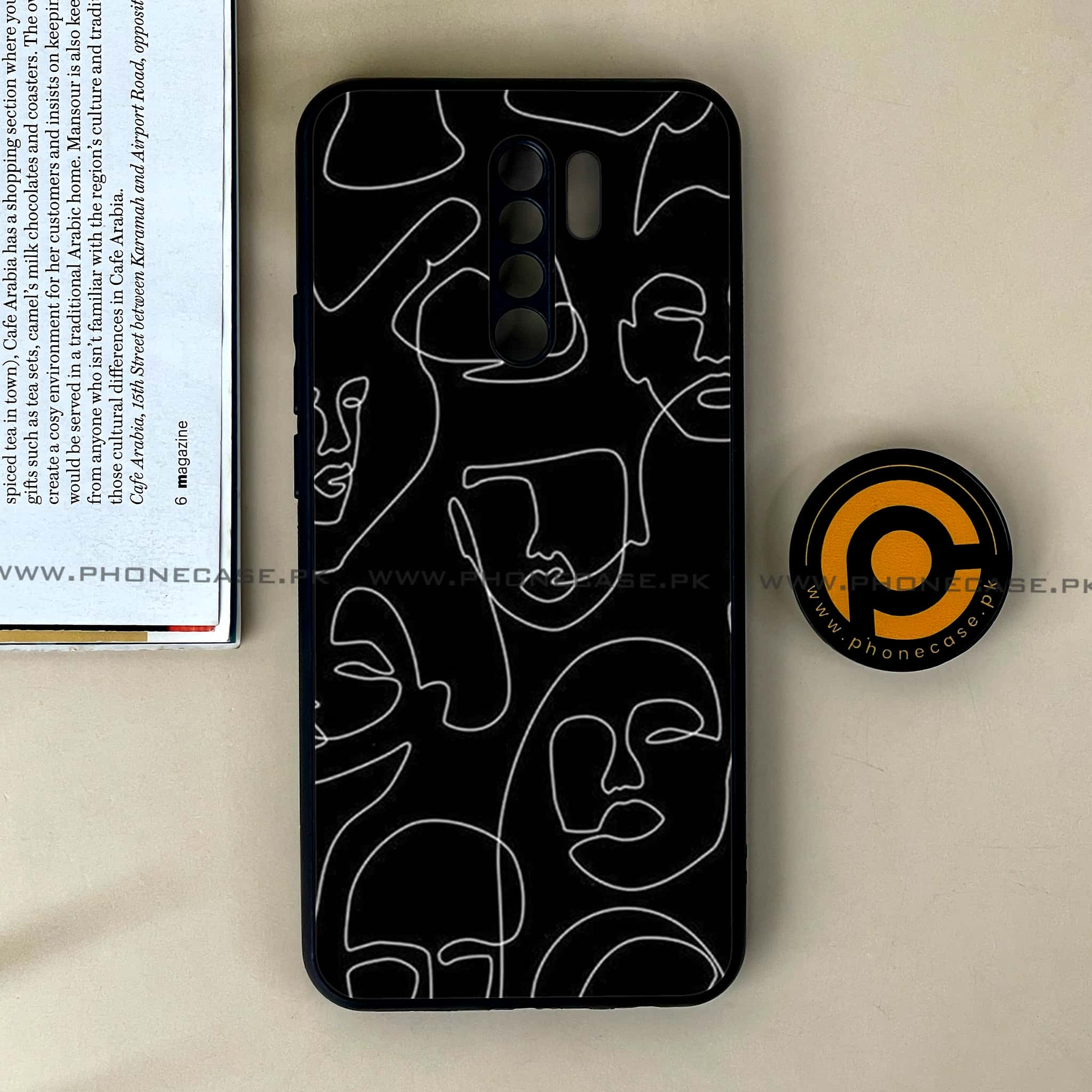 Xiaomi Redmi 9 - Girls Line Art Series - Premium Printed Glass soft Bumper shock Proof Case