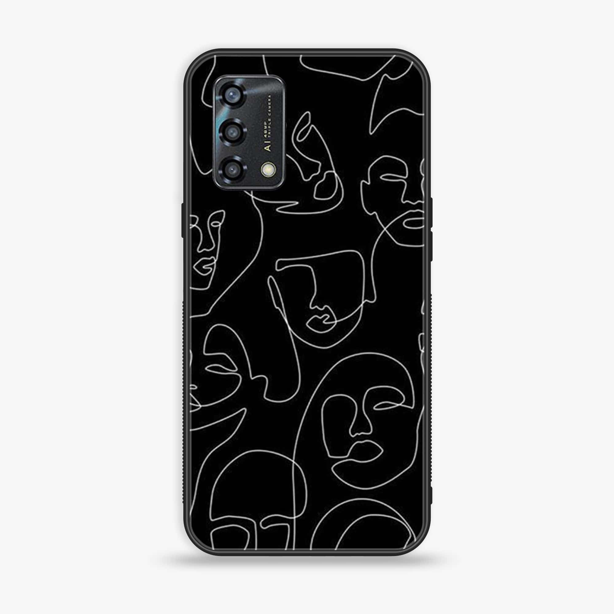 Oppo A95- Girl Line Art Series - Premium Printed Glass soft Bumper shock Proof Case