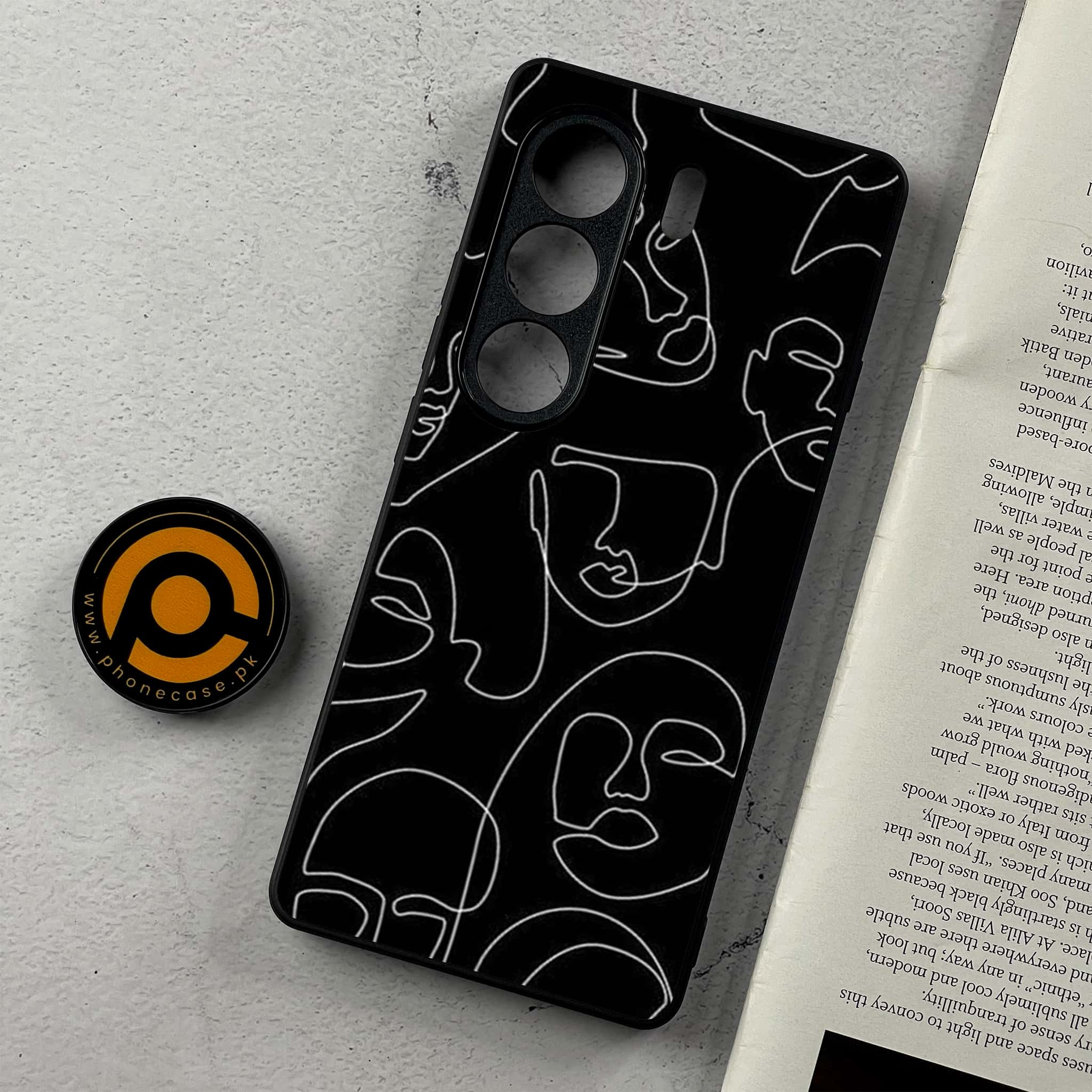 Tecno Camon 40 - Girls Line Art Series - Premium Metal Printed Soft Bumper Shockproof Case