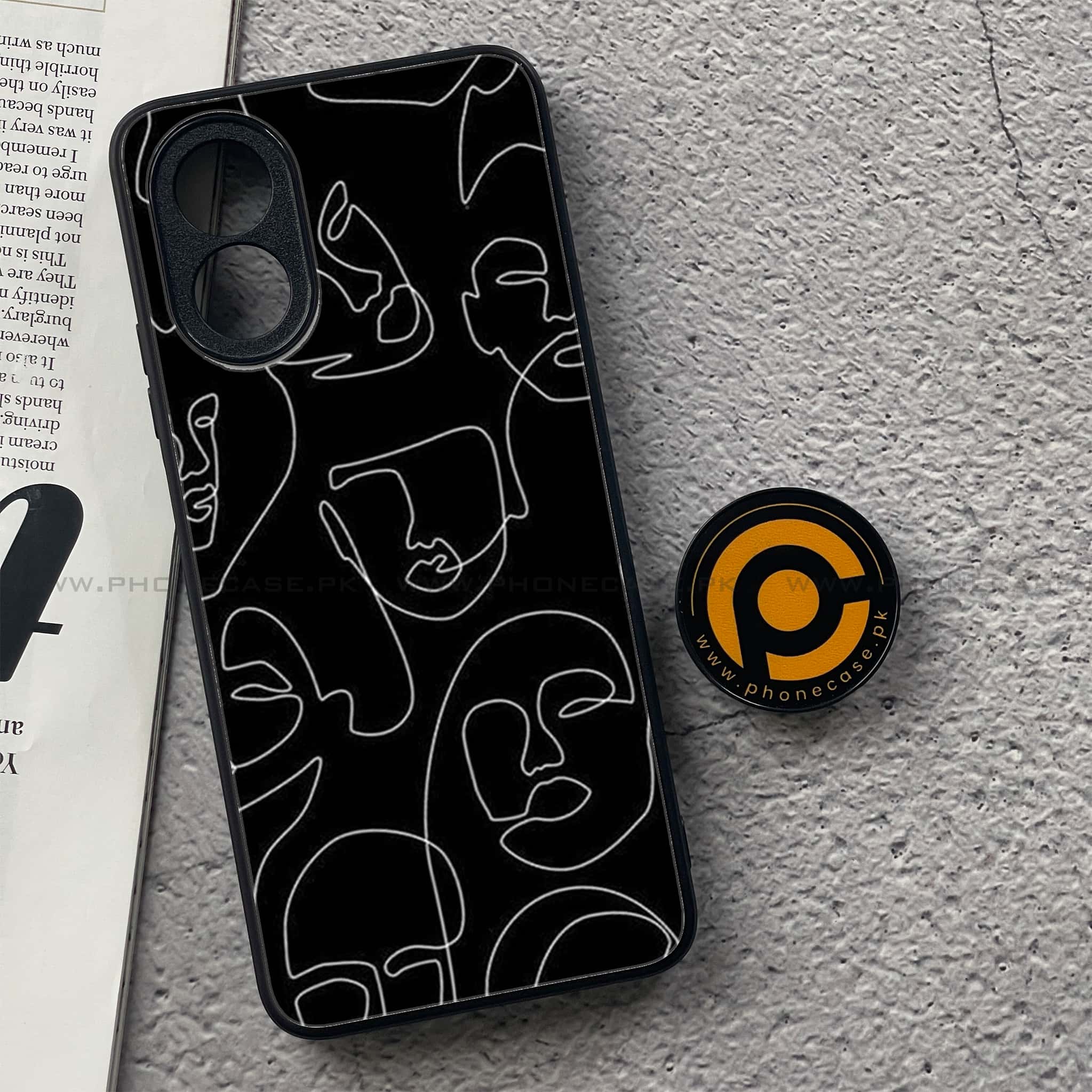 Oppo A18 4G - Girls Line Art Series - Premium Printed Glass soft Bumper shock Proof Case