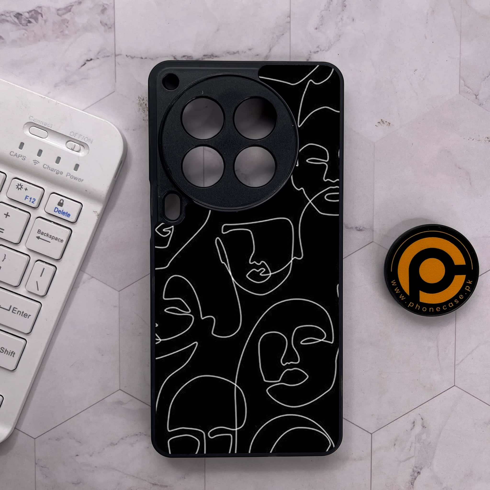 Tecno Camon 30 Premier - Girls Line Art Series - Premium Metal Printed soft Bumper shock Proof Case