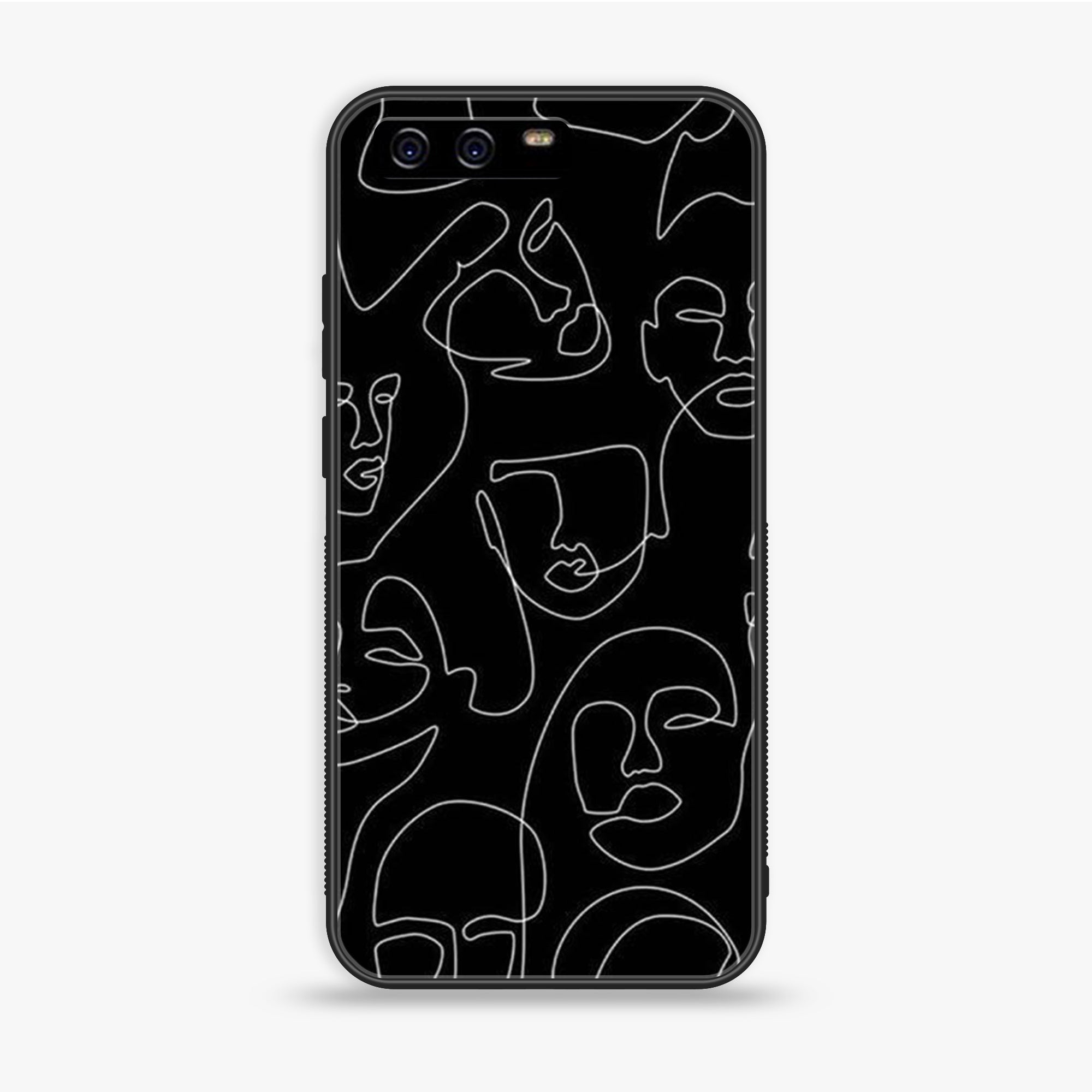 Huawei P10 Plus - Girls Line Art Series - Premium Printed Glass soft Bumper shock Proof Case