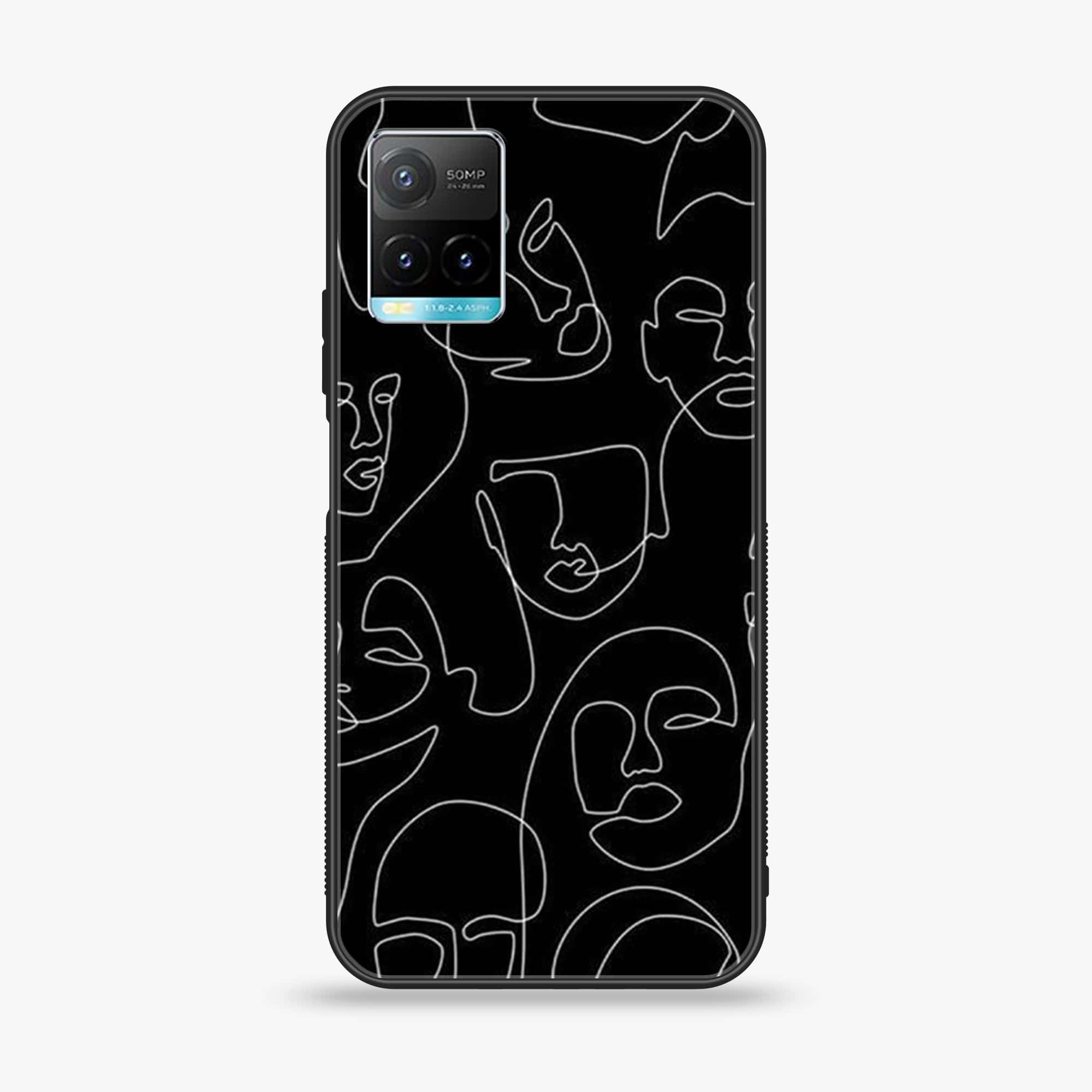 Vivo Y33T - Girl line Art Series - Premium Printed Glass soft Bumper shock Proof Case