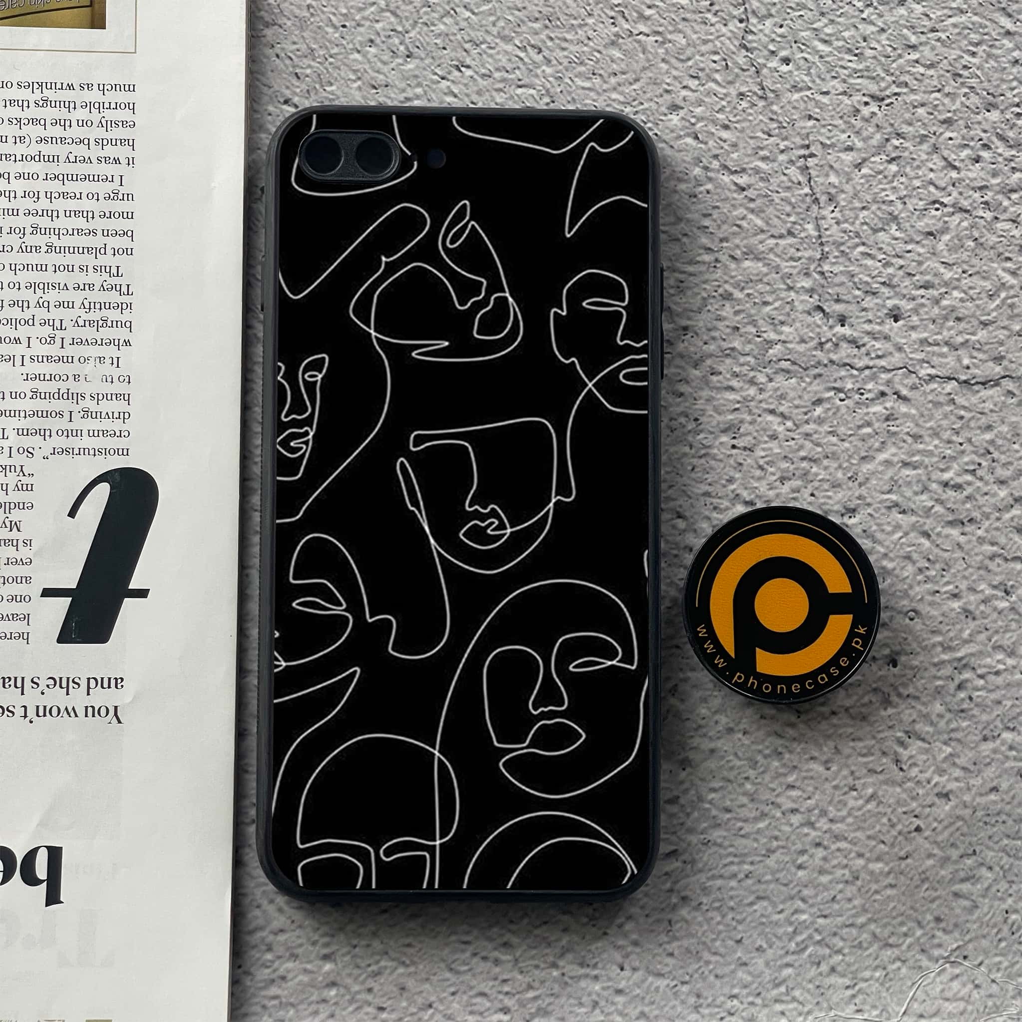iPhone 7Plus  - Girl Line Art Series - Premium Printed Glass soft Bumper shock Proof Case