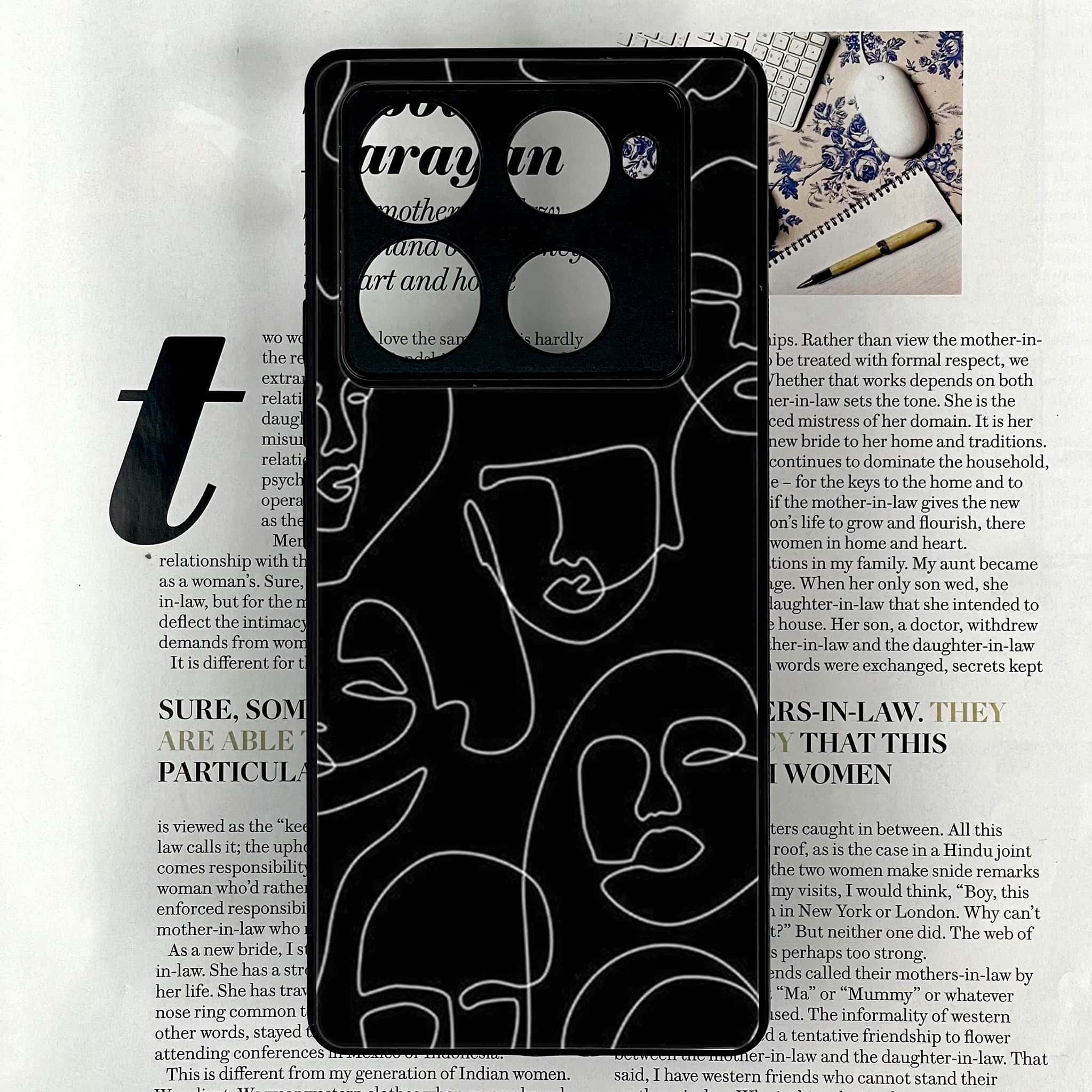 Infinix Note 40 Pro Plus - Girls Line Art Series - Premium Metal Printed soft Bumper shock Proof Case