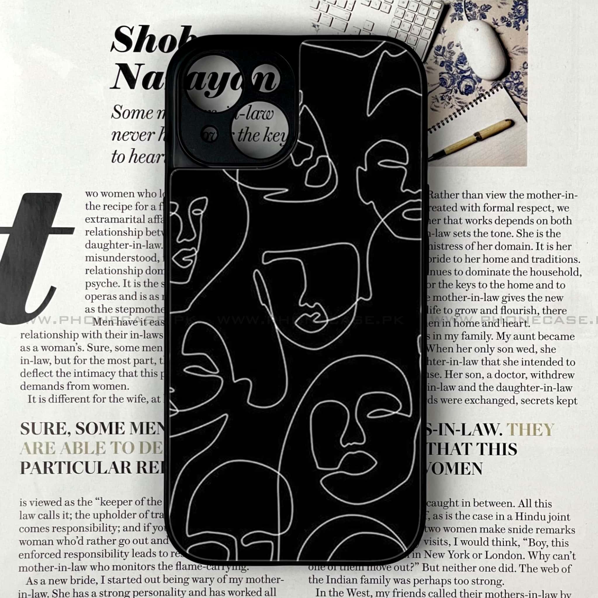 iPhone 13 - Girl Line Art Series - Premium Printed Glass soft Bumper shock Proof Case