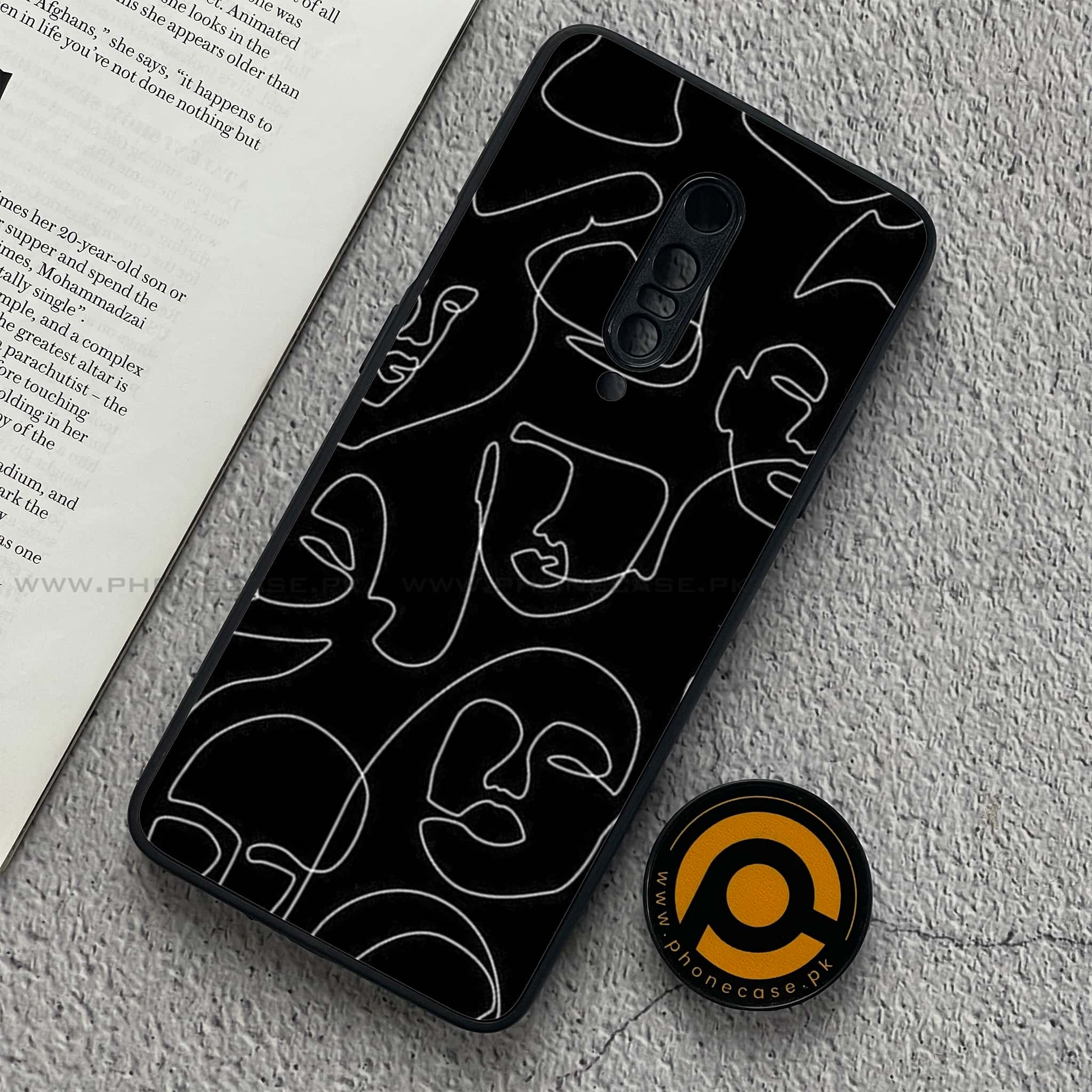 OnePlus 7 Pro - Girls Line Art Series - Premium Printed Glass soft Bumper shock Proof Case