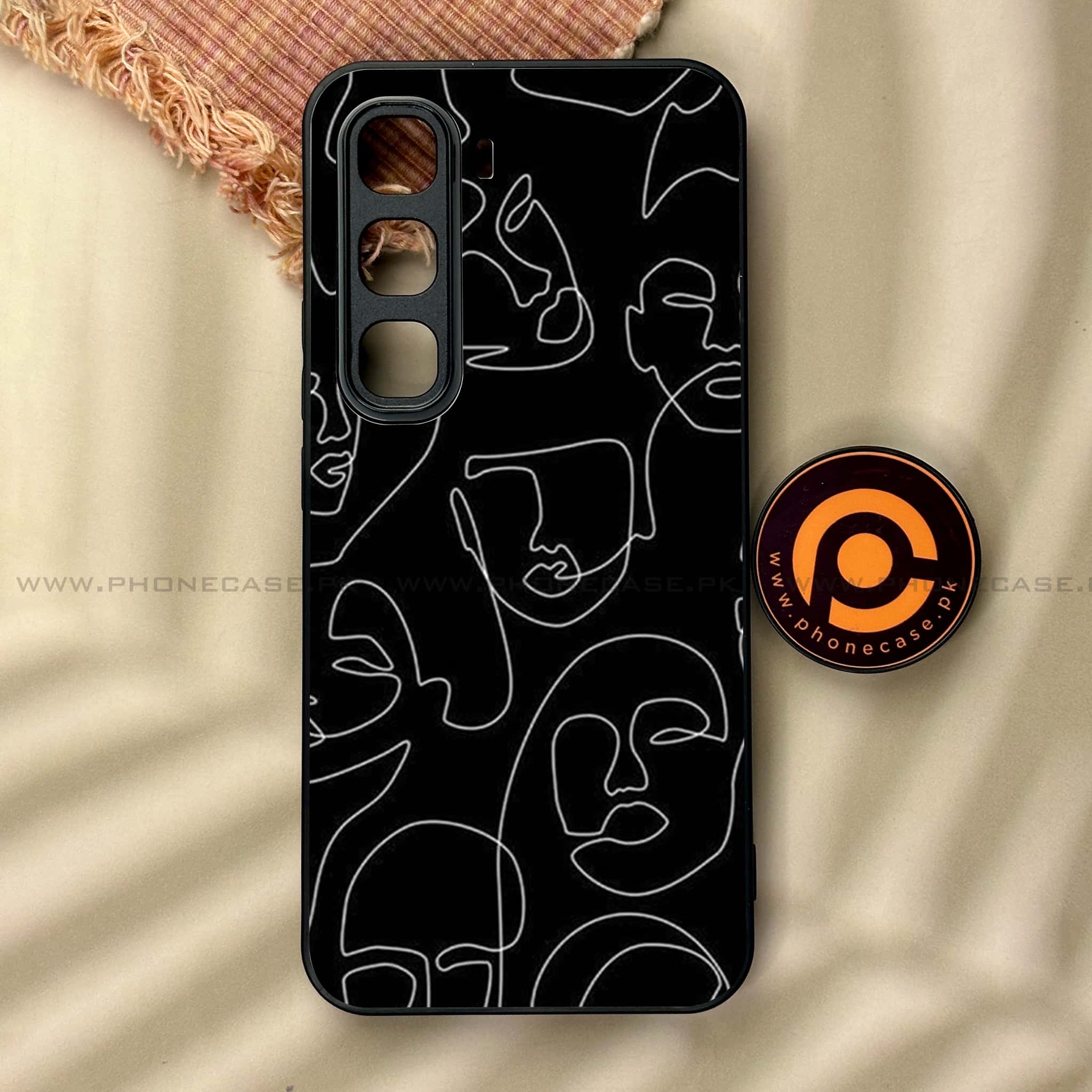 Infinix Hot 60 Pro - Girls Line Art Series - Premium Metal Printed soft Bumper shock Proof Case