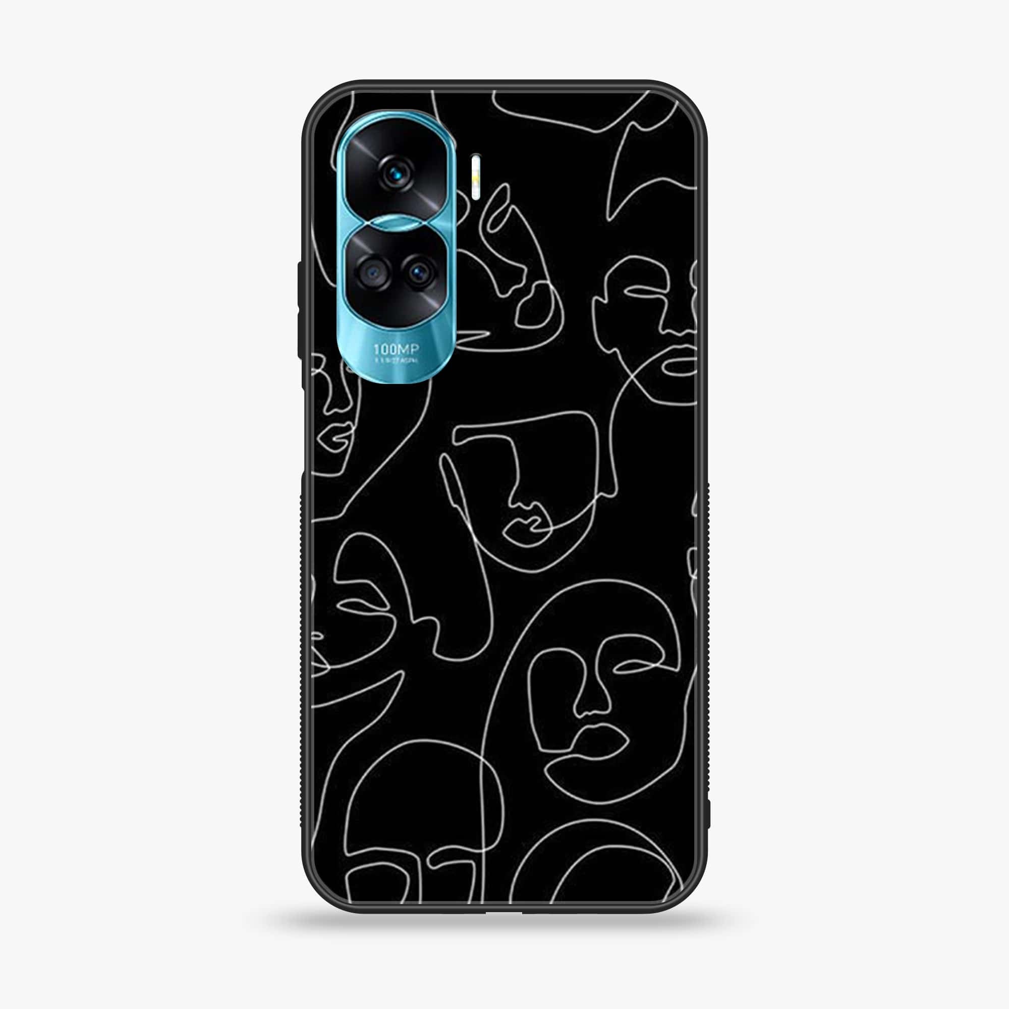 Honor 90 Lite - Girl Line Art Series - Premium Printed Glass soft Bumper shock Proof Case