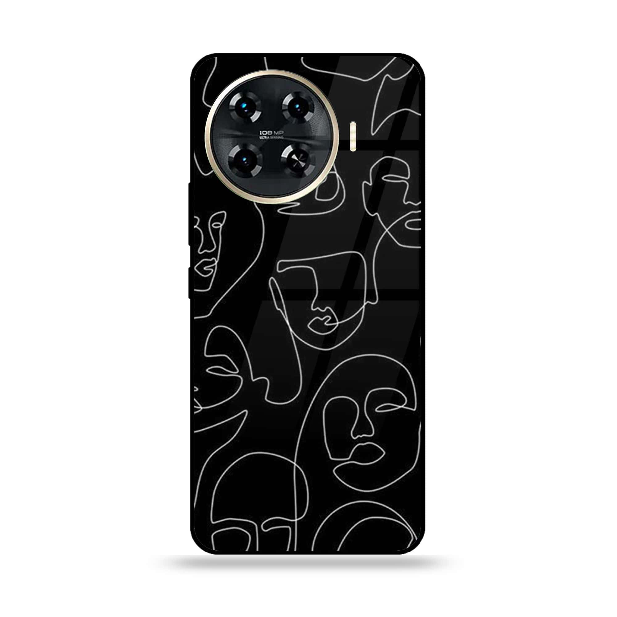 Tecno Spark 20 pro plus - Girls Line Art Series - Premium Printed Glass soft Bumper shock Proof Case