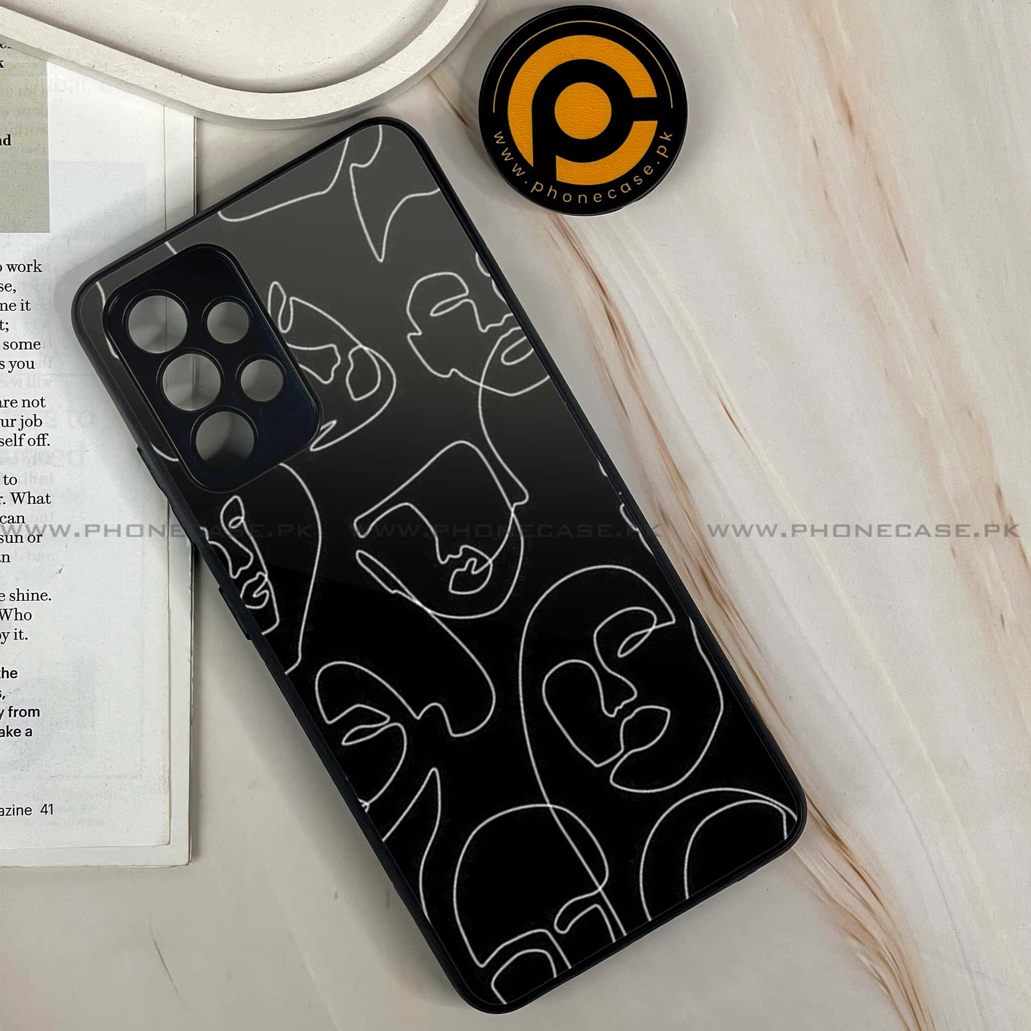 Samsung Galaxy A32 4G- Girls Line Art Series - Premium Printed Glass soft Bumper shock Proof Case