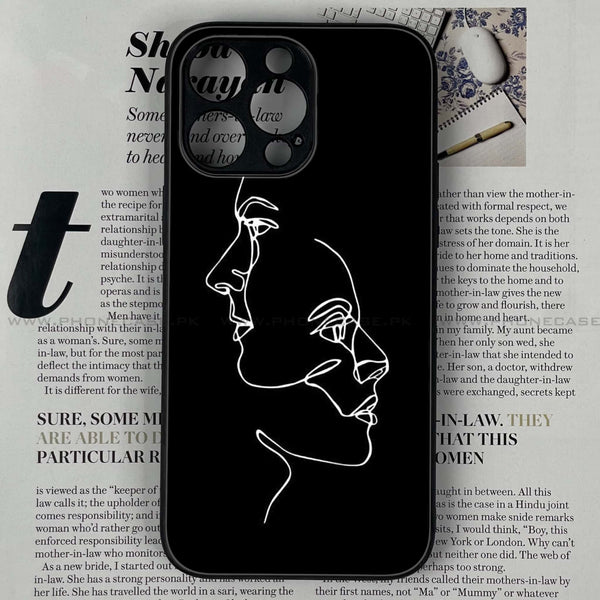 iPhone 16 Pro Max - Girls Line Art Series  Design 5 - Premium Printed Glass soft Bumper shock Proof Case  CS-21764