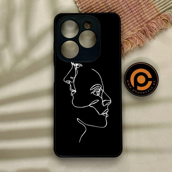 Tecno Spark GO 2024/ Smart 8/ Spark 20/ 20c/ Pop 8/ Hot 40i- Girls Line Art Design 5 - Premium Metal Printed soft Bumper Shock Proof Case CS-7436 CS-15593