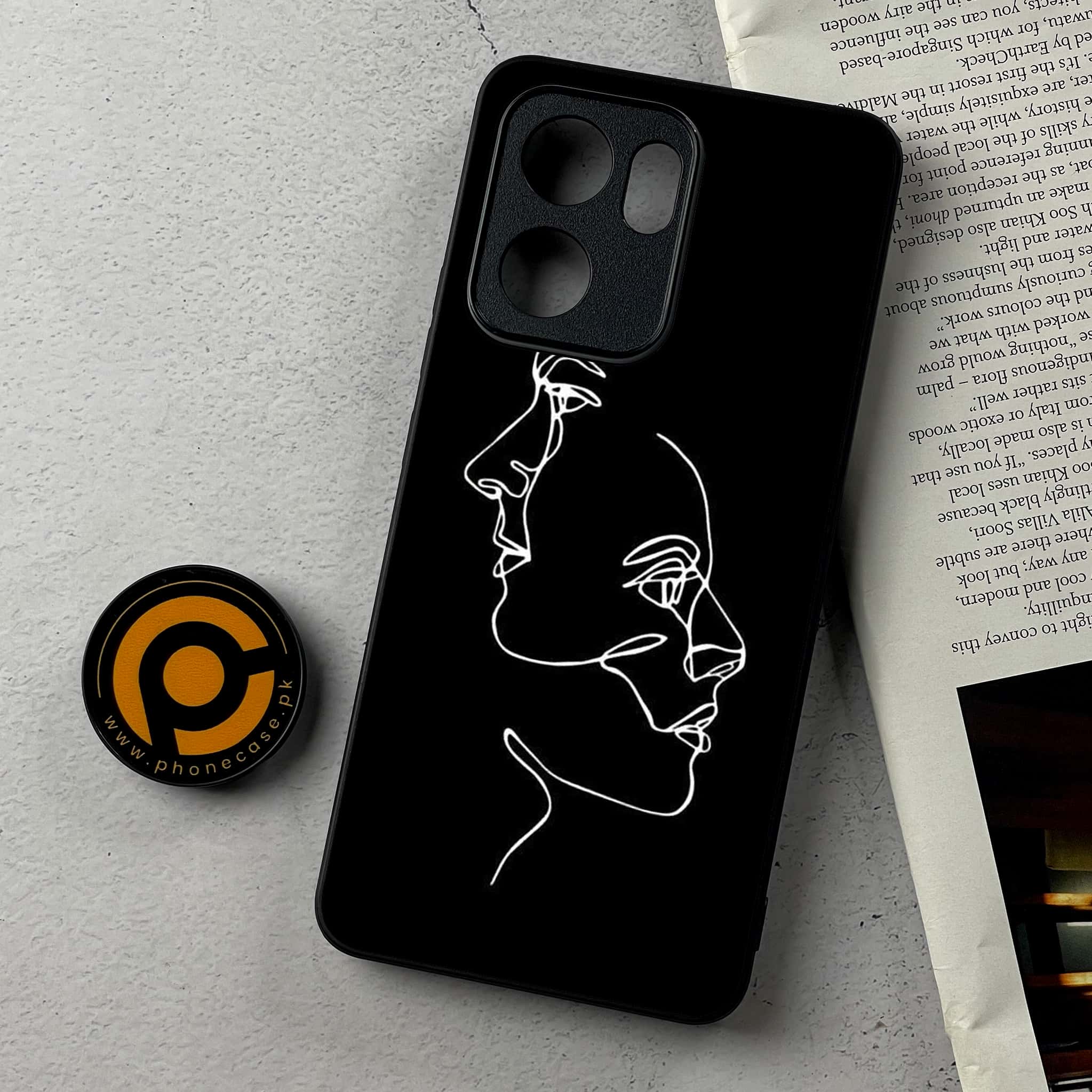 Oppo Reno 13F - Girls Line Art Series - Premium Metal Printed Soft Bumper Shockproof Case
