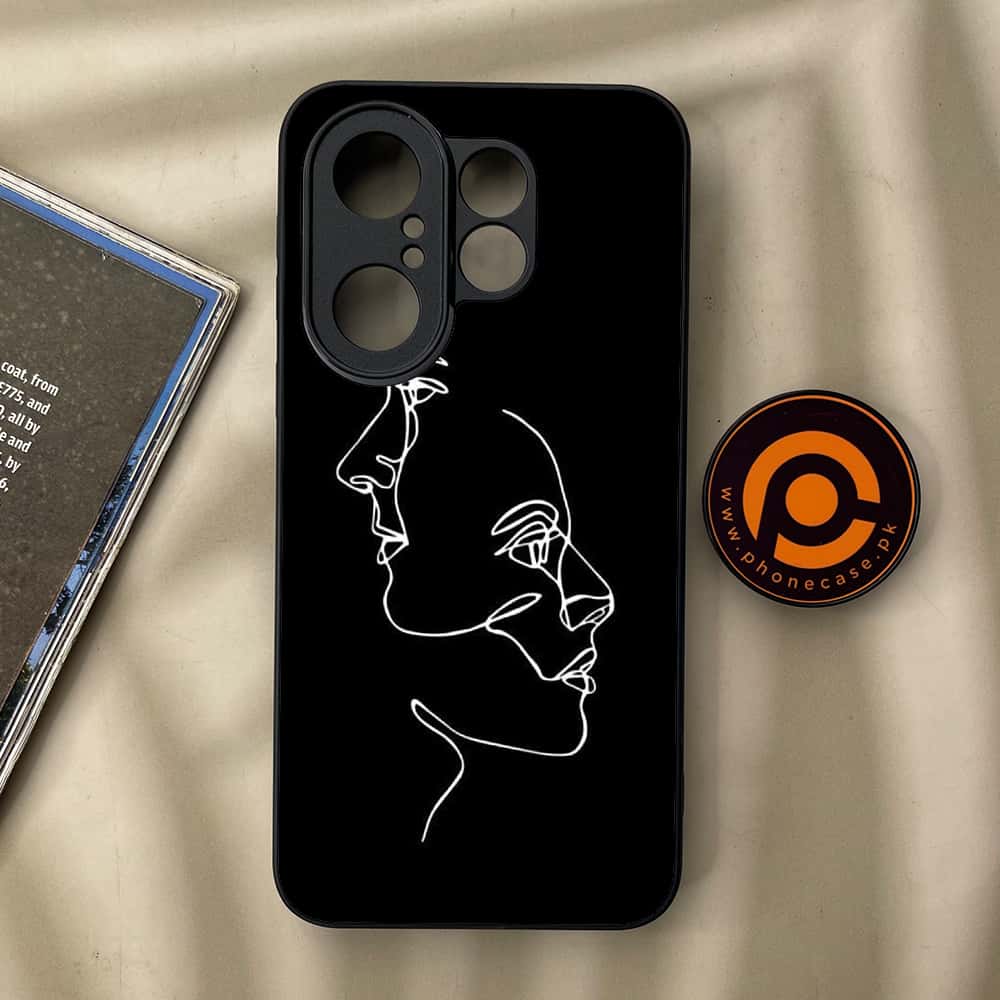 Vivo X200 FE - Girls Line Art Series - Premium Metal Printed soft Bumper Shock Proof Case