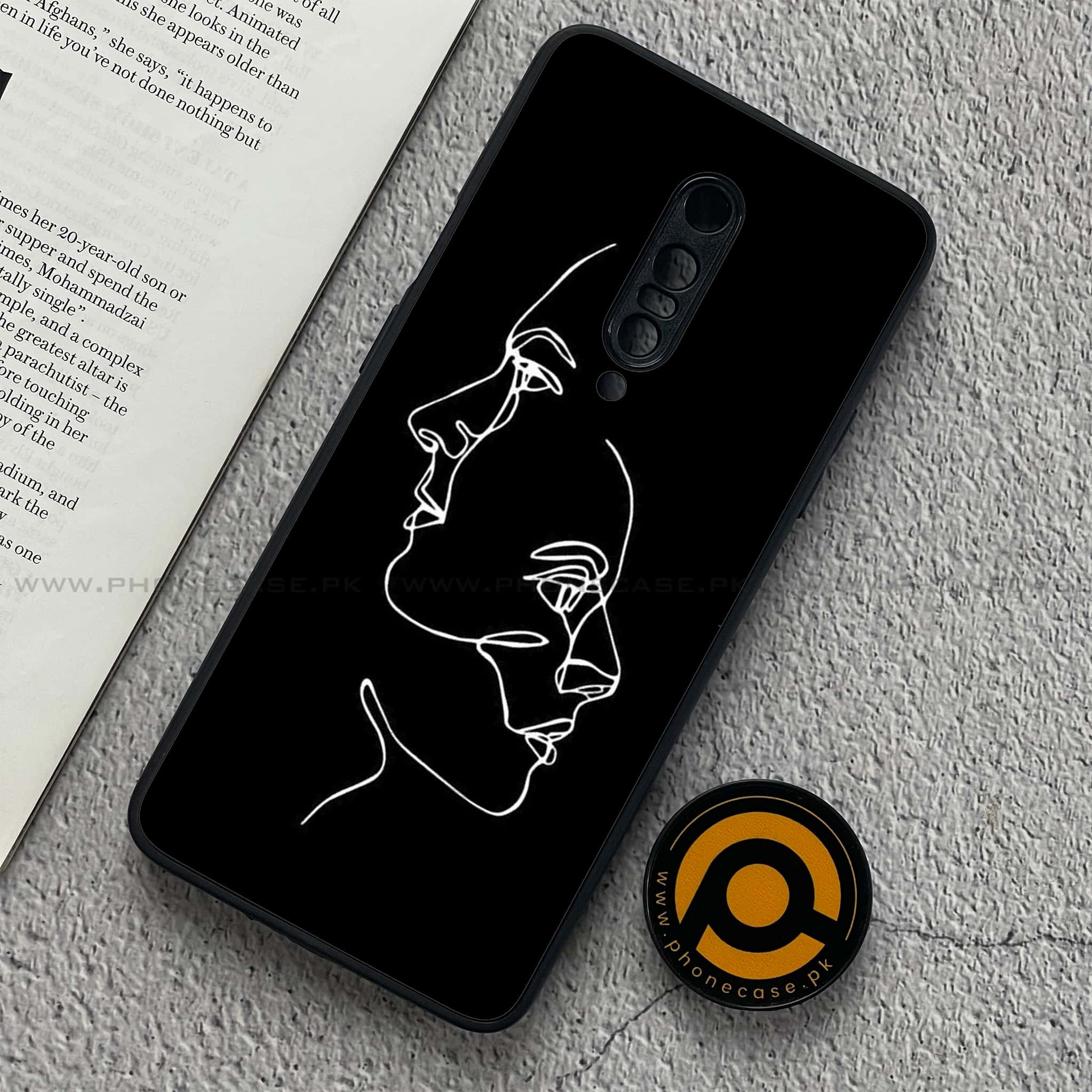 OnePlus 7 Pro - Girls Line Art Series - Premium Printed Glass soft Bumper shock Proof Case
