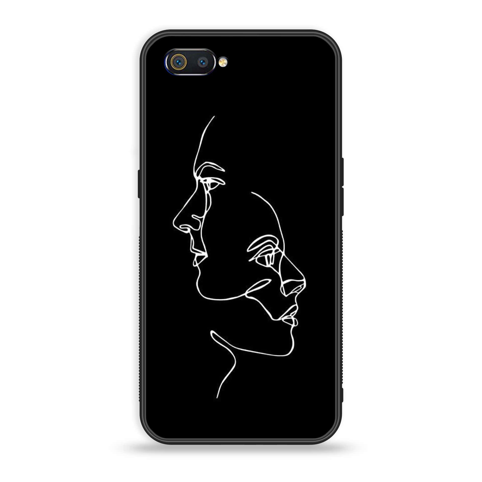Oppo Realme C2 - Girl Line Art Series - Premium Printed Glass soft Bumper shock Proof Case