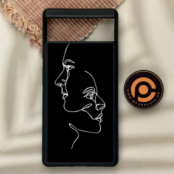 Google Pixel 6 - Girls Line Art Design 5- Premium Metal Printed soft Bumper Shock Proof Case CS-45042