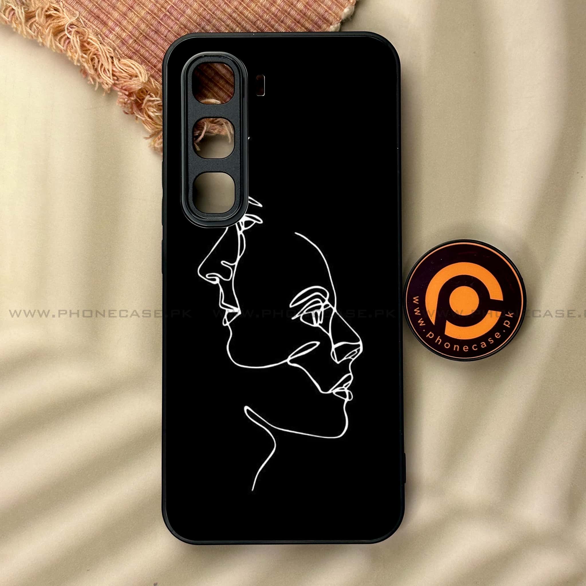 Infinix Hot 60 Pro Plus - Girls Line Art Series - Premium Metal Printed soft Bumper shock Proof Case