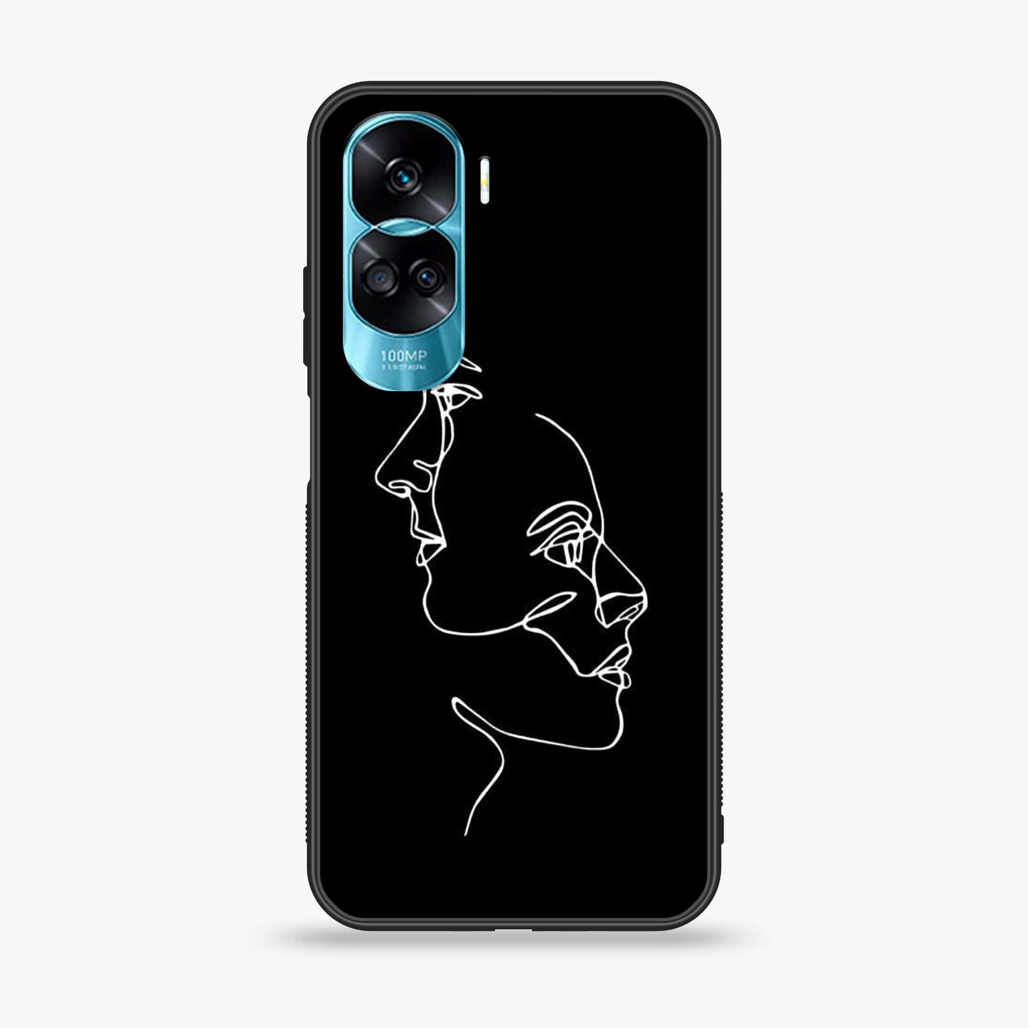 Honor 90 Lite - Girl Line Art Series - Premium Printed Glass soft Bumper shock Proof Case
