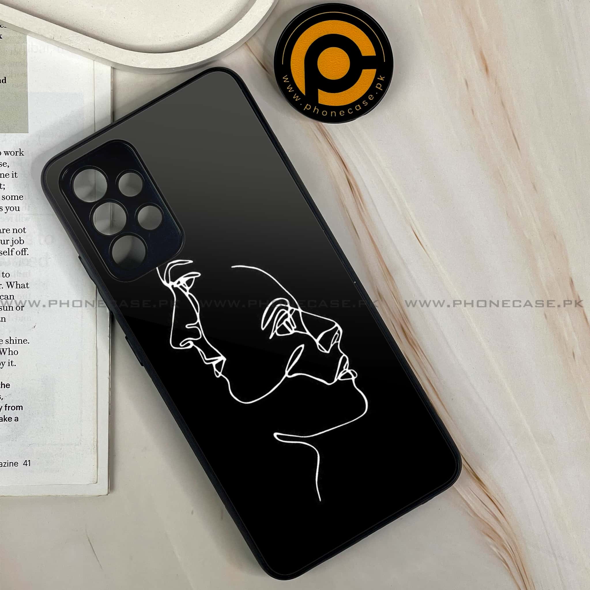 Samsung Galaxy A32 4G- Girls Line Art Series - Premium Printed Glass soft Bumper shock Proof Case