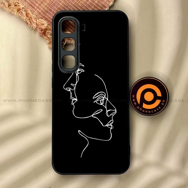 Infinix Hot 60 Pro - Girls Line Art Design 5 - Premium Metal Printed soft Bumper shock Proof Case CS-38384