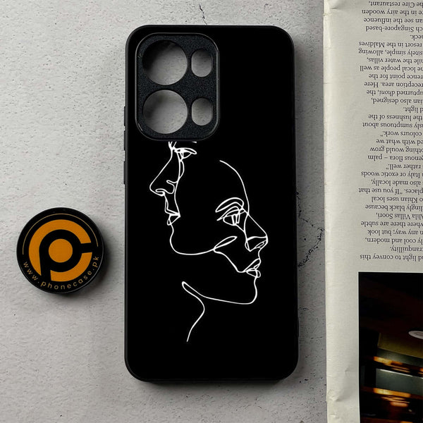 Oppo Reno 13 Pro -  Girls Line Art Design 5  - Premium Metal Printed Soft Bumper Shockproof Case CS-36610