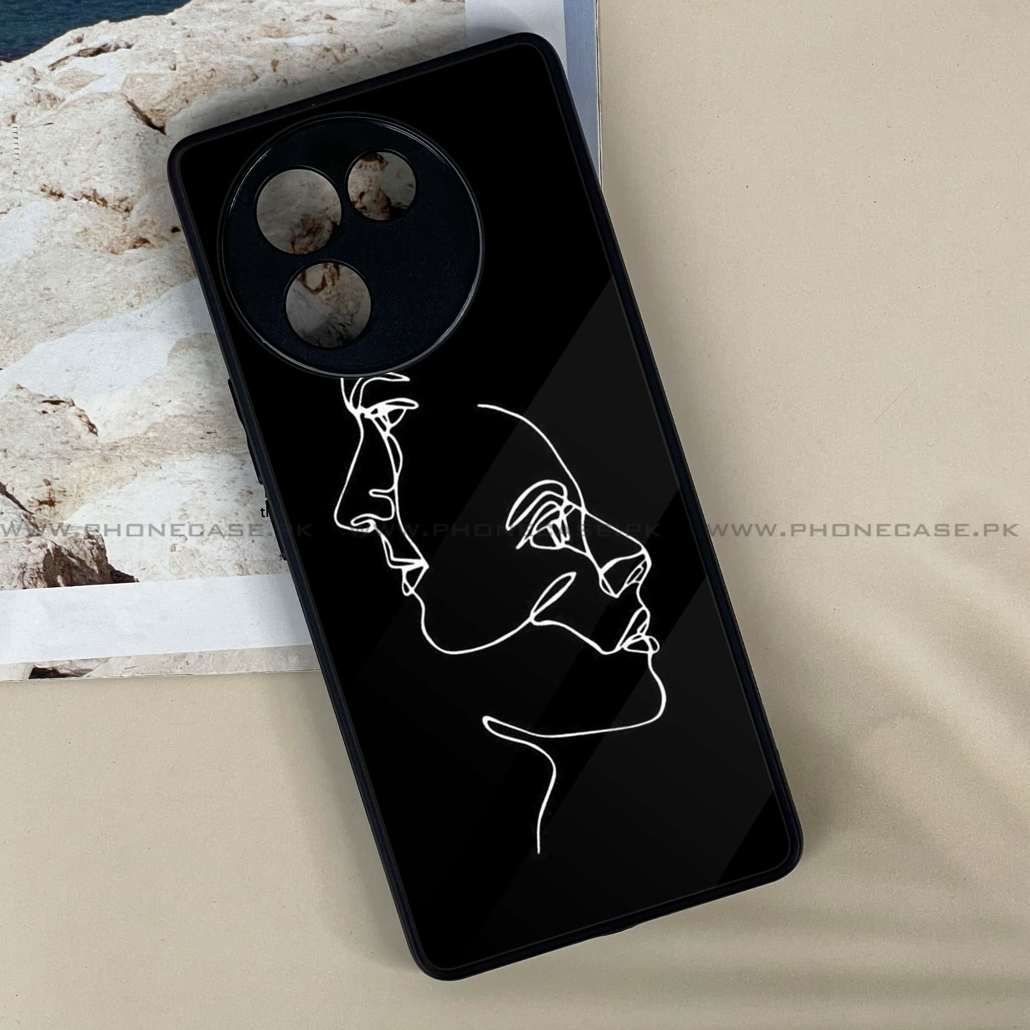 Vivo V30E - Girls Line Art Series - Premium Printed Metal soft Bumper shock Proof Case