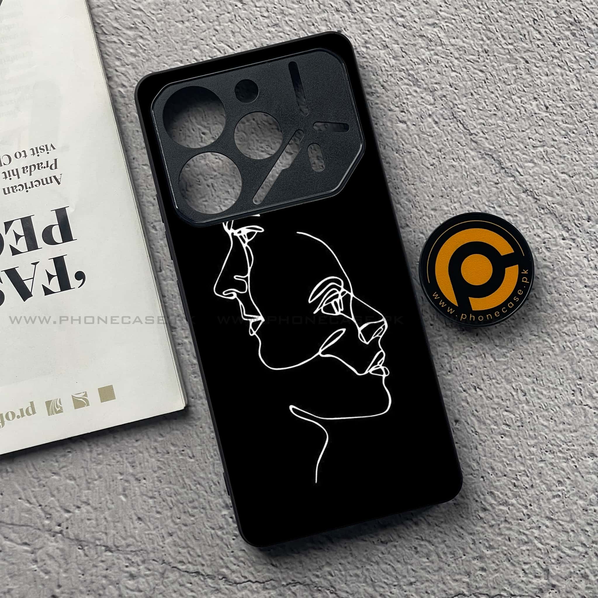 Tecno Pova 6 - Girls Line Art Series - Premium Printed Glass soft Bumper shock Proof Case