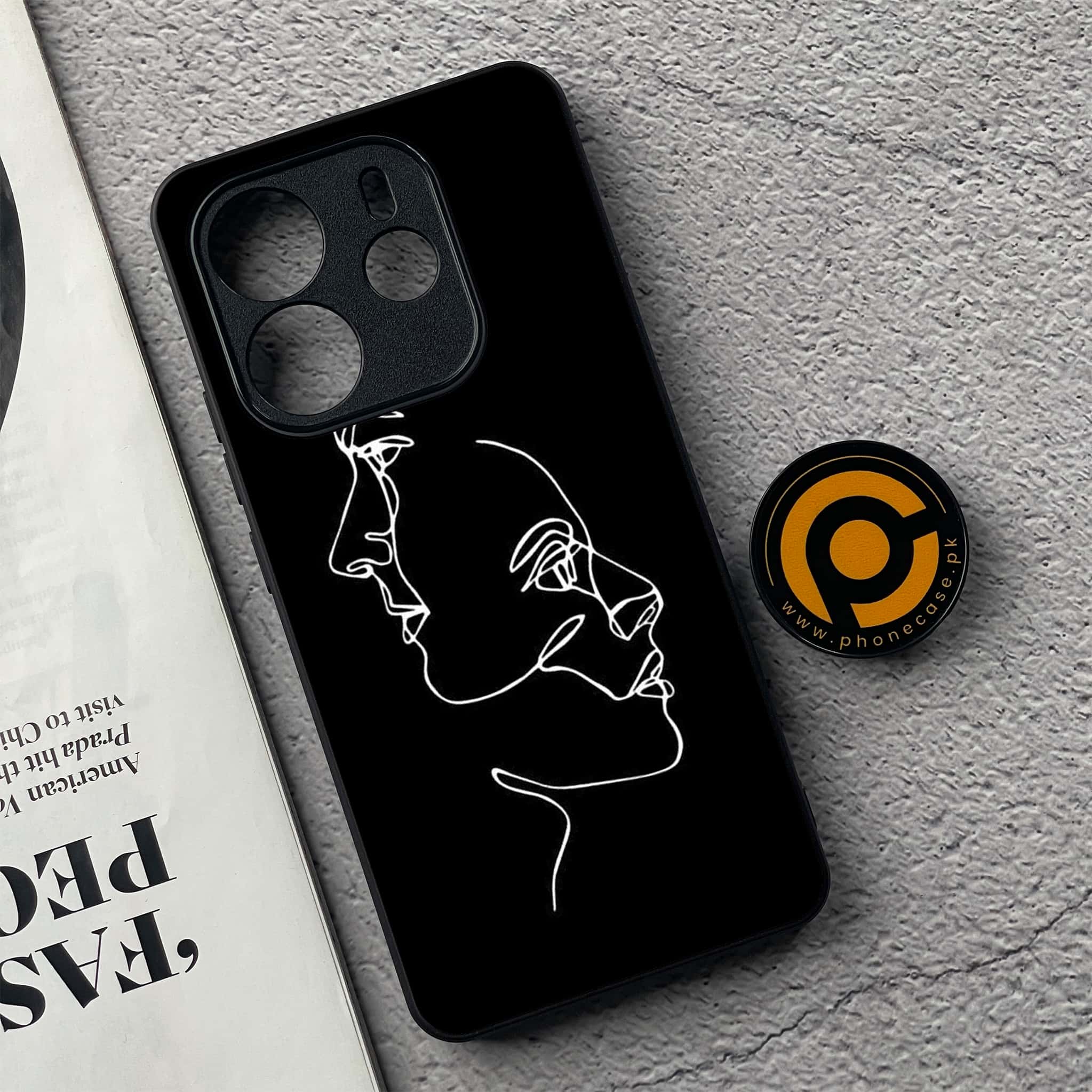Xiaomi Redmi Note 14 - Girls Line Art Series - Premium Printed Glass soft Bumper shock Proof Case