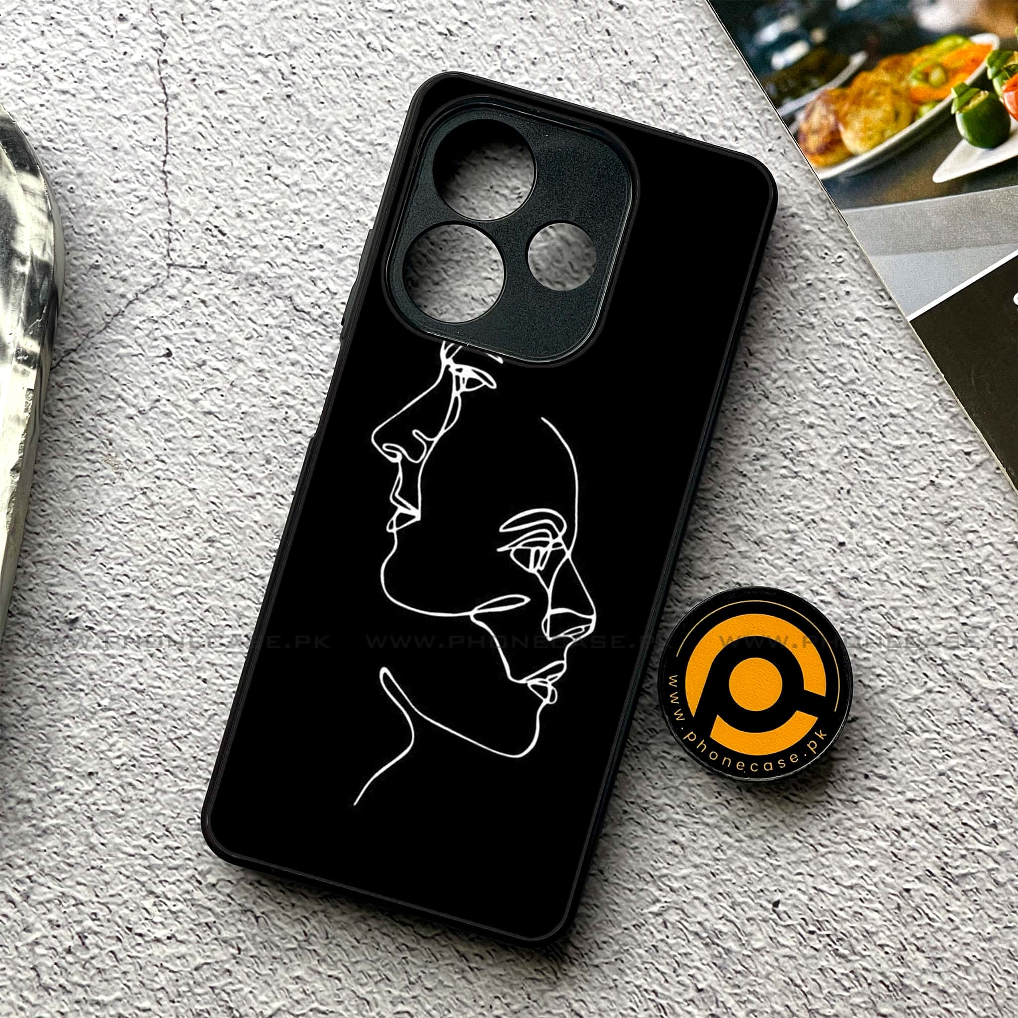 Oppo A5 Pro - Girls Line Art Series - Premium Metal Printed soft Bumper shock Proof Case