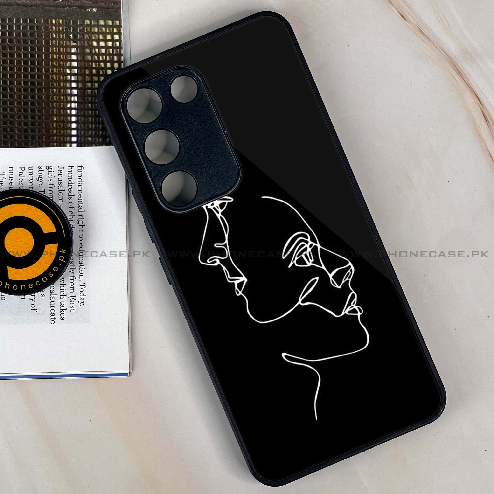 Vivo Y200e - Girls Line Art Series - Premium Metal Printed soft Bumper shock Proof Case